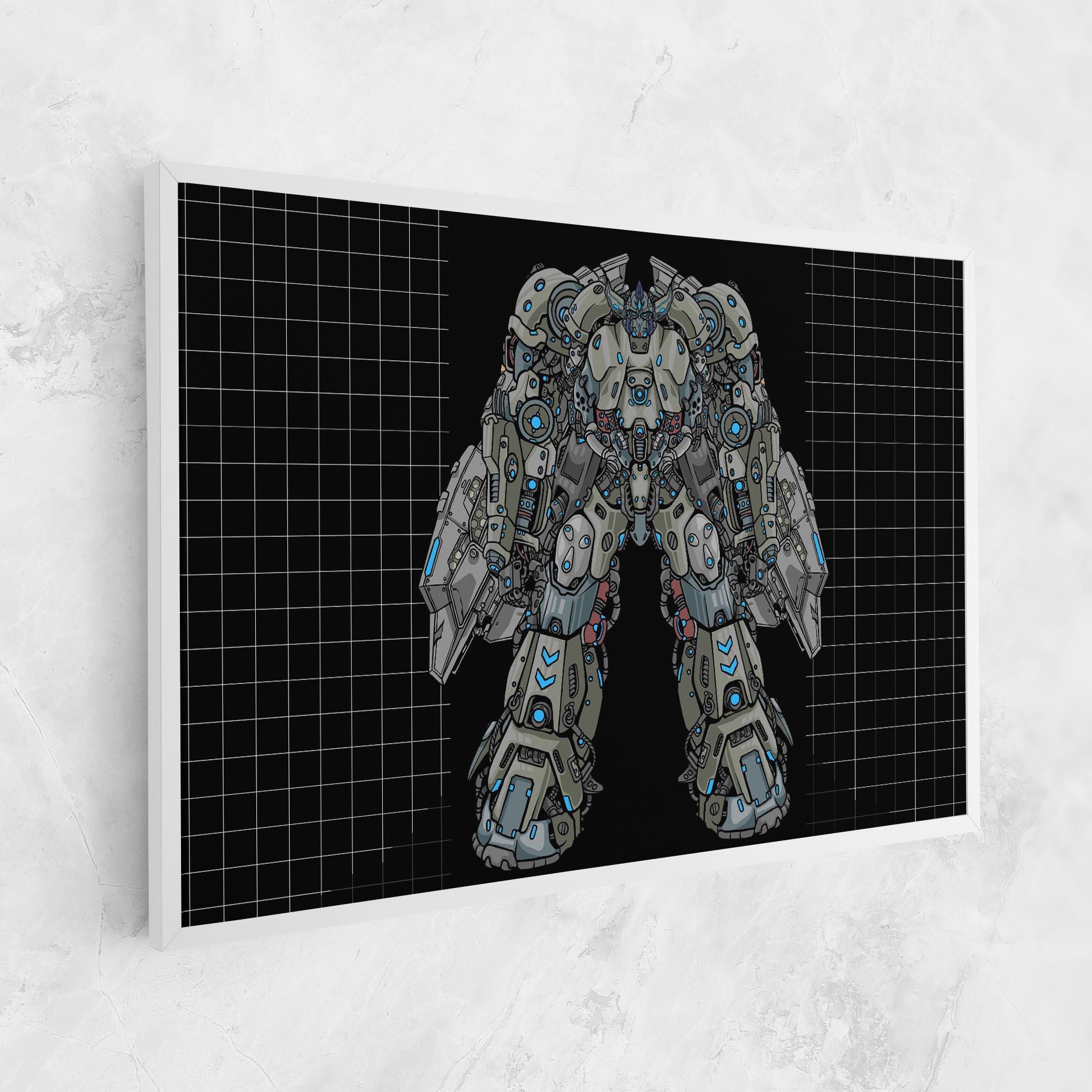 Картина на платно Grey Blue Robot mockup 1