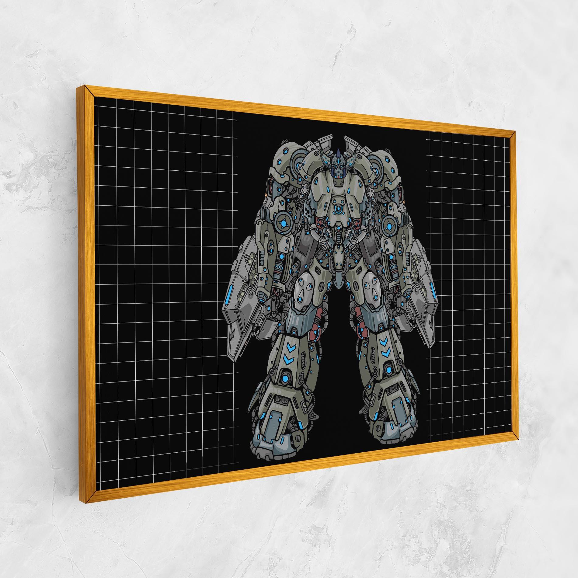 Картина на платно Grey Blue Robot mockup 1