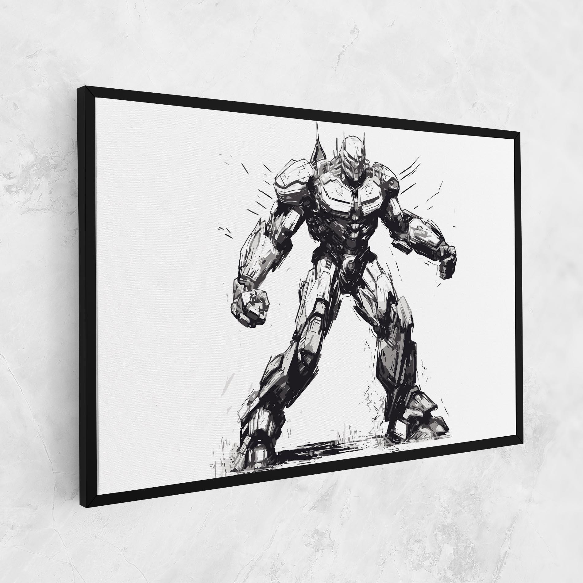Картина на платно Grey White Robot mockup 1
