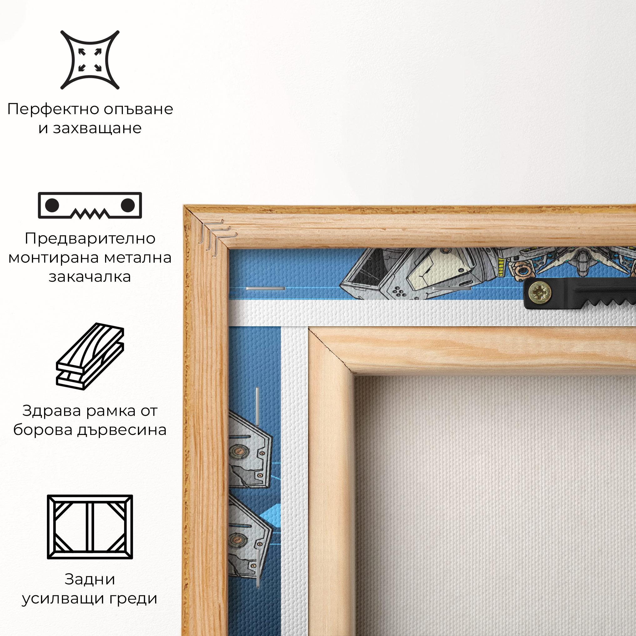 Картина на платно Blue Grey Robot mockup 5