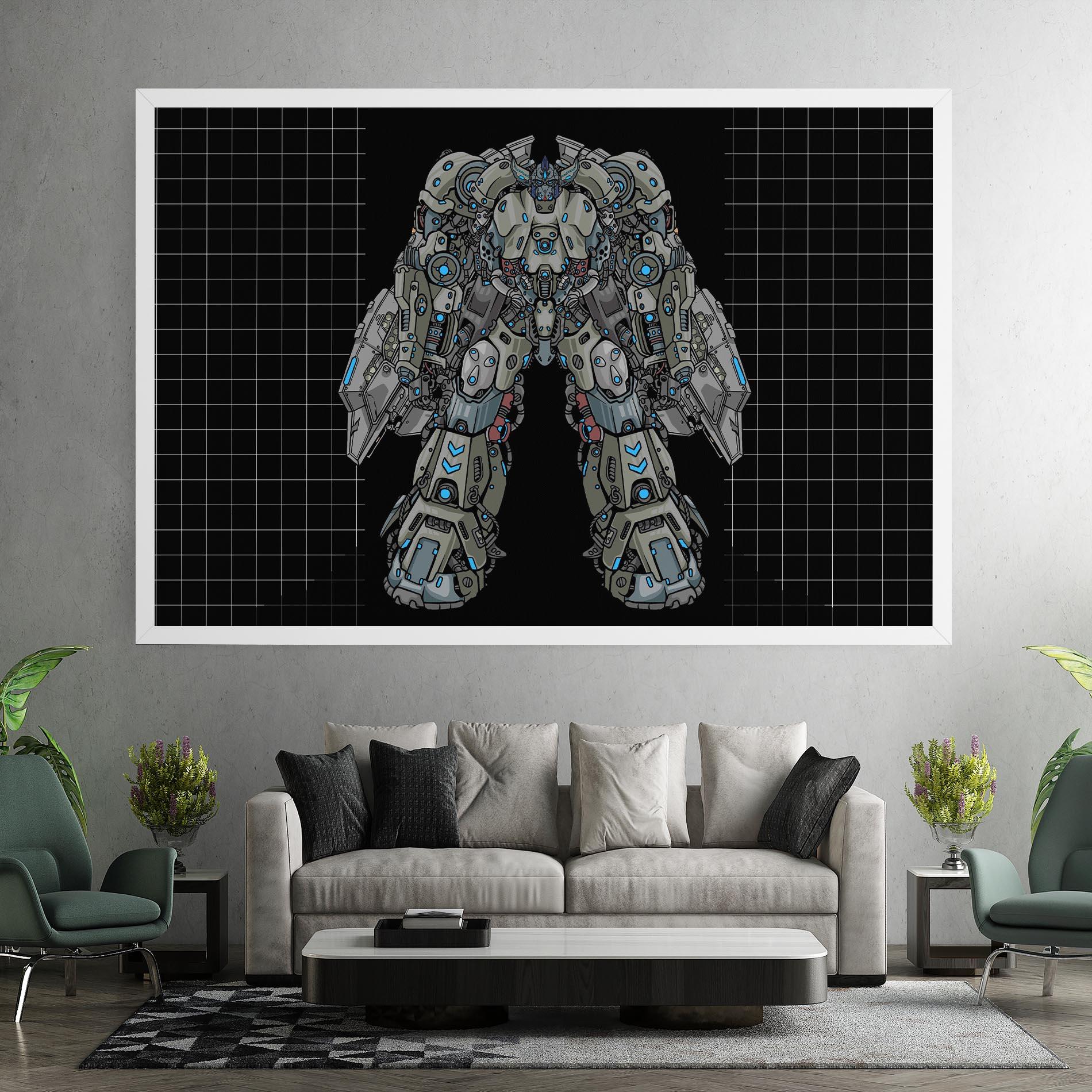 Картина на платно Grey Blue Robot mockup 7