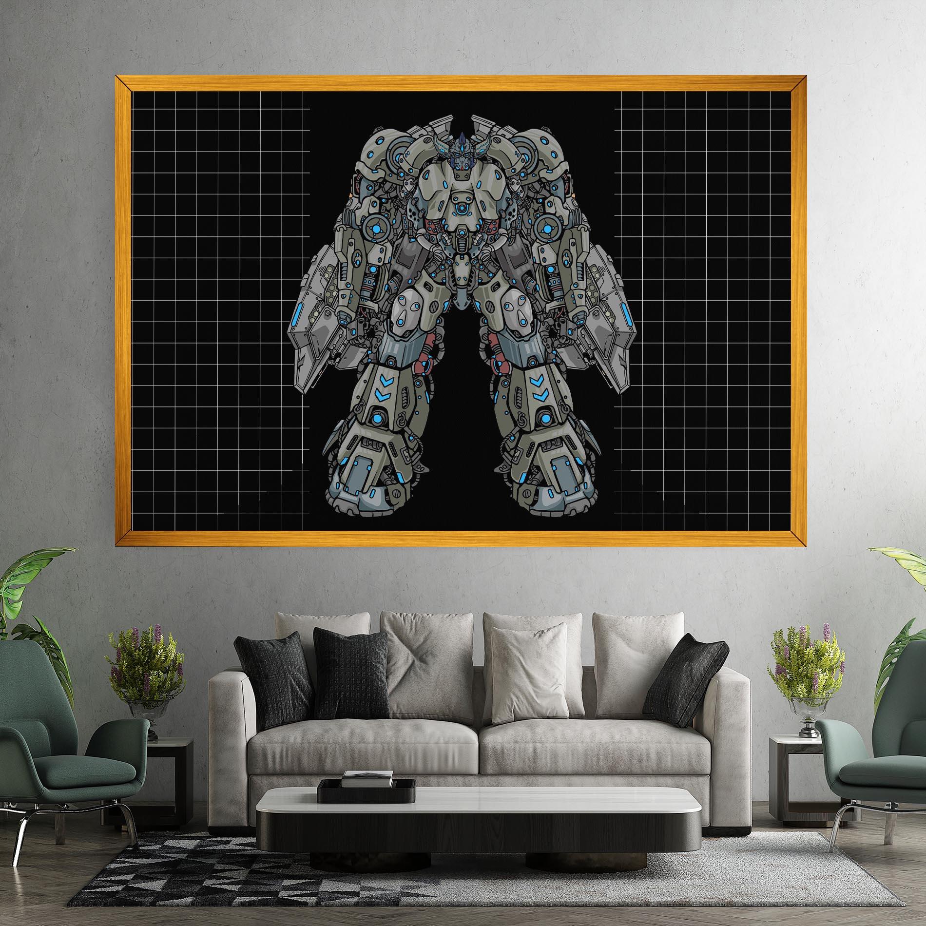 Картина на платно Grey Blue Robot mockup 7