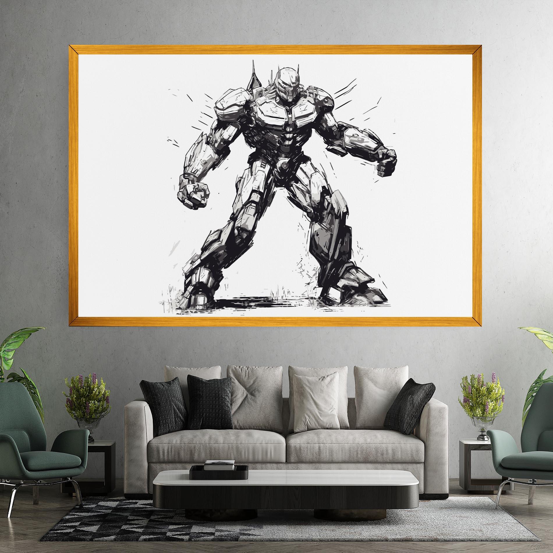 Картина на платно Grey White Robot mockup 7