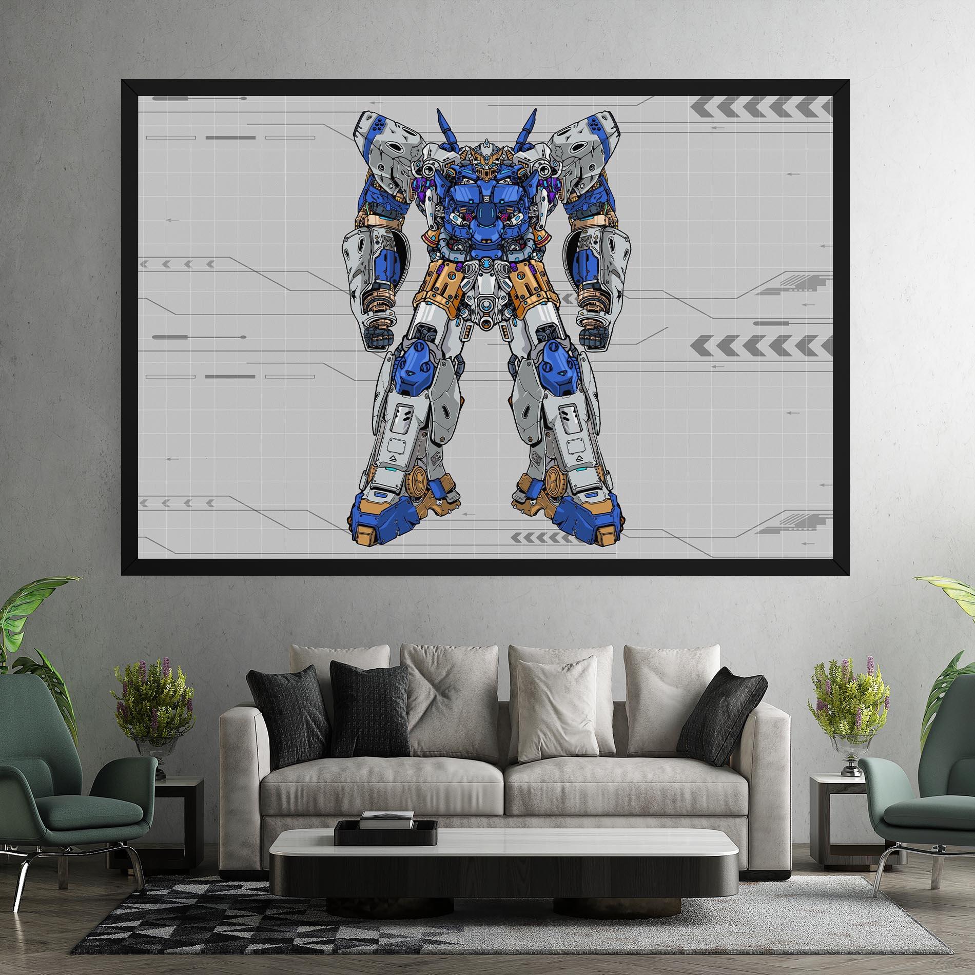 Картина на платно Blue Yellow Robot mockup 7