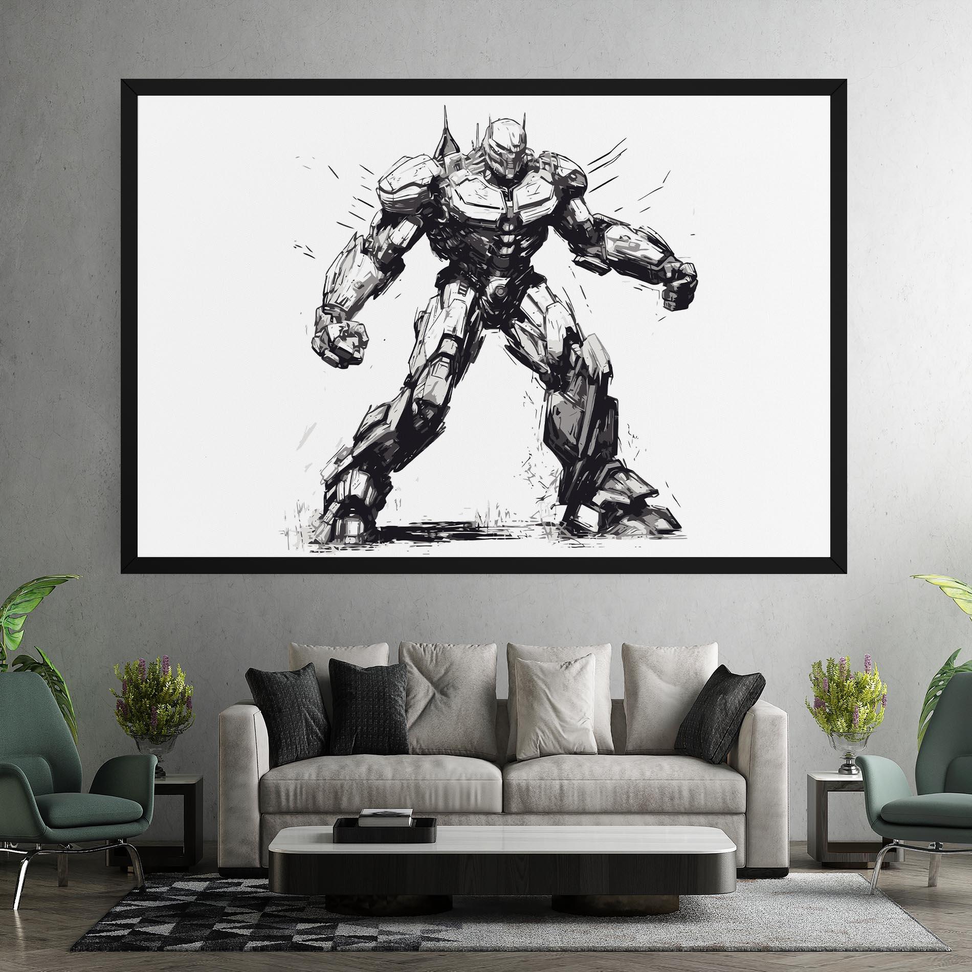 Картина на платно Grey White Robot mockup 7
