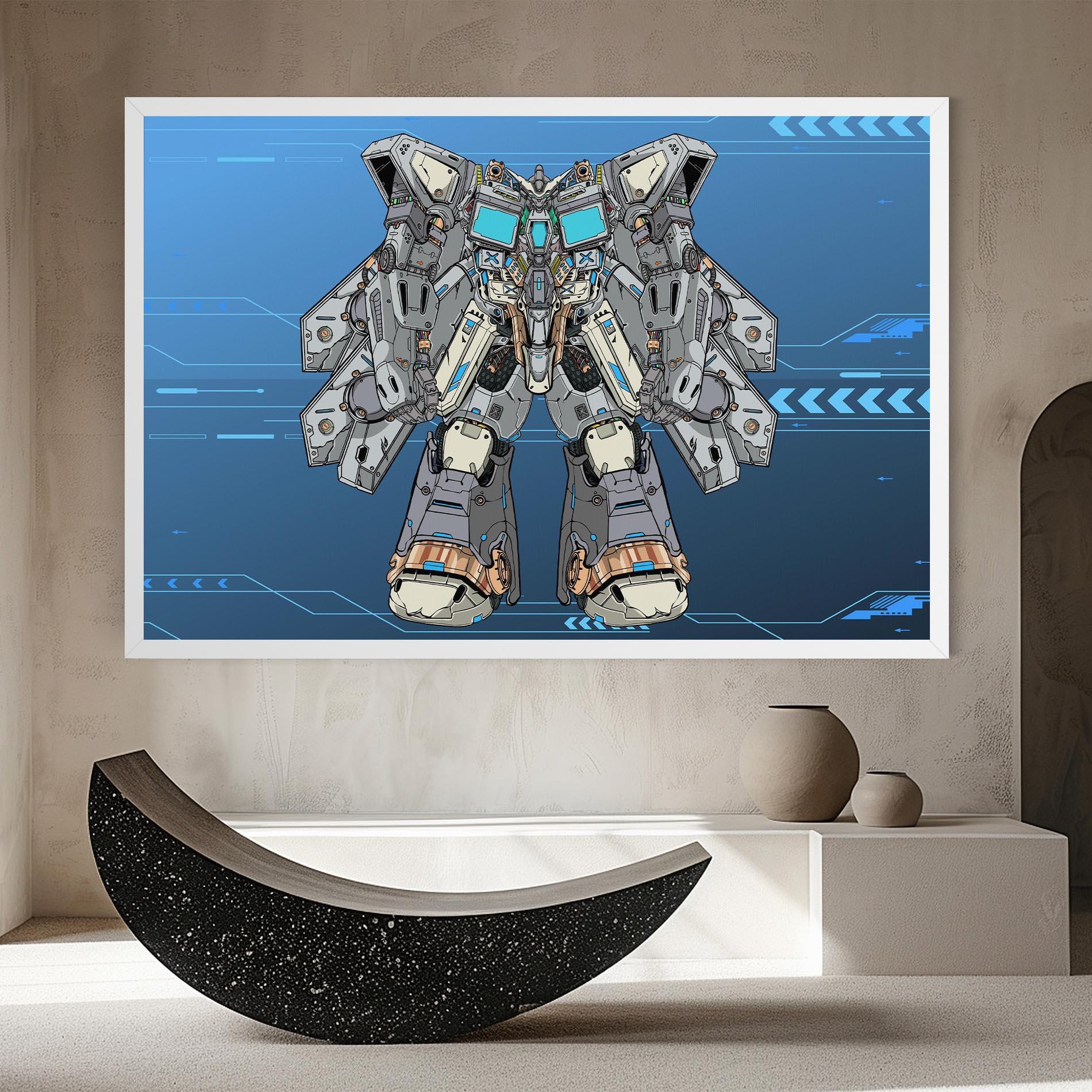 Картина на платно Blue Grey Robot mockup 8