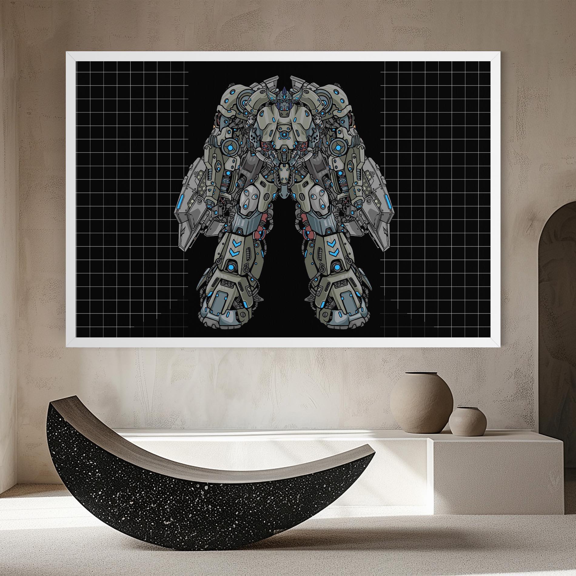 Картина на платно Grey Blue Robot mockup 8