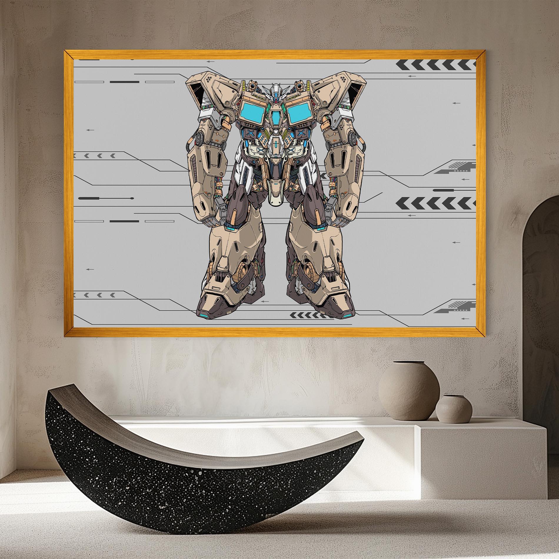 Картина на платно Cream Blue Robot mockup 8