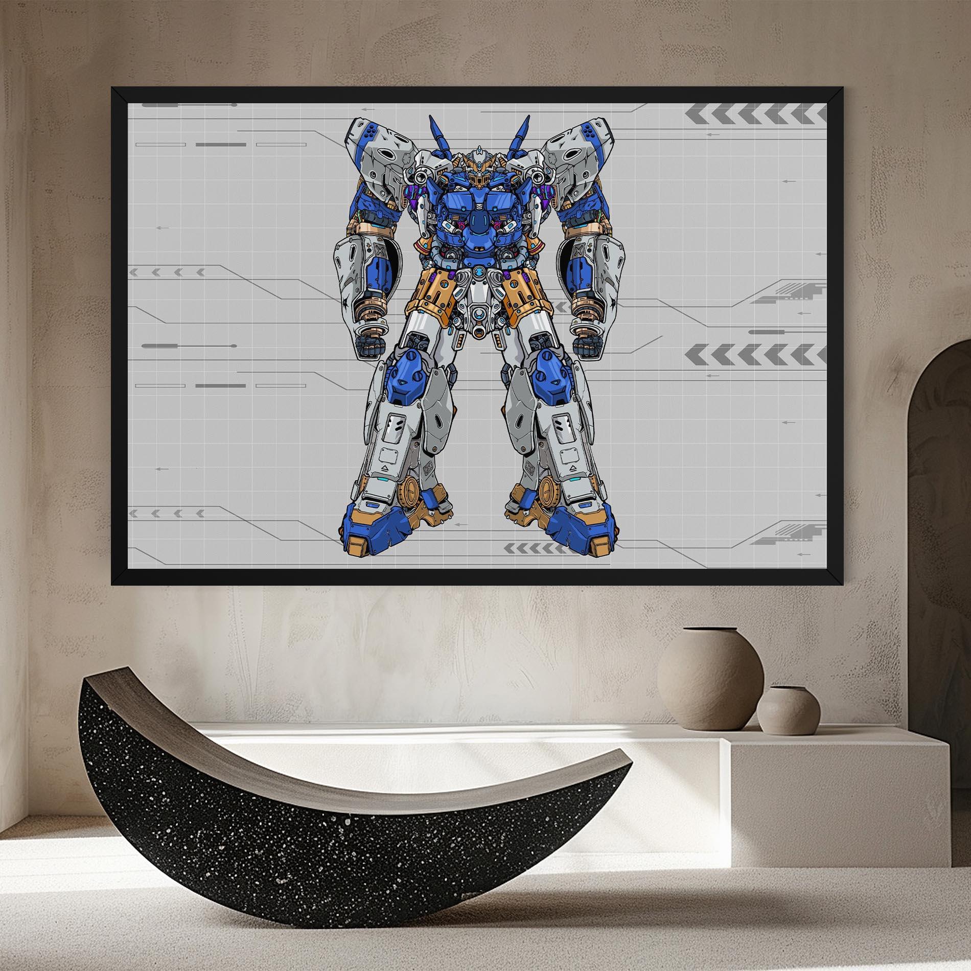 Картина на платно Blue Yellow Robot mockup 8