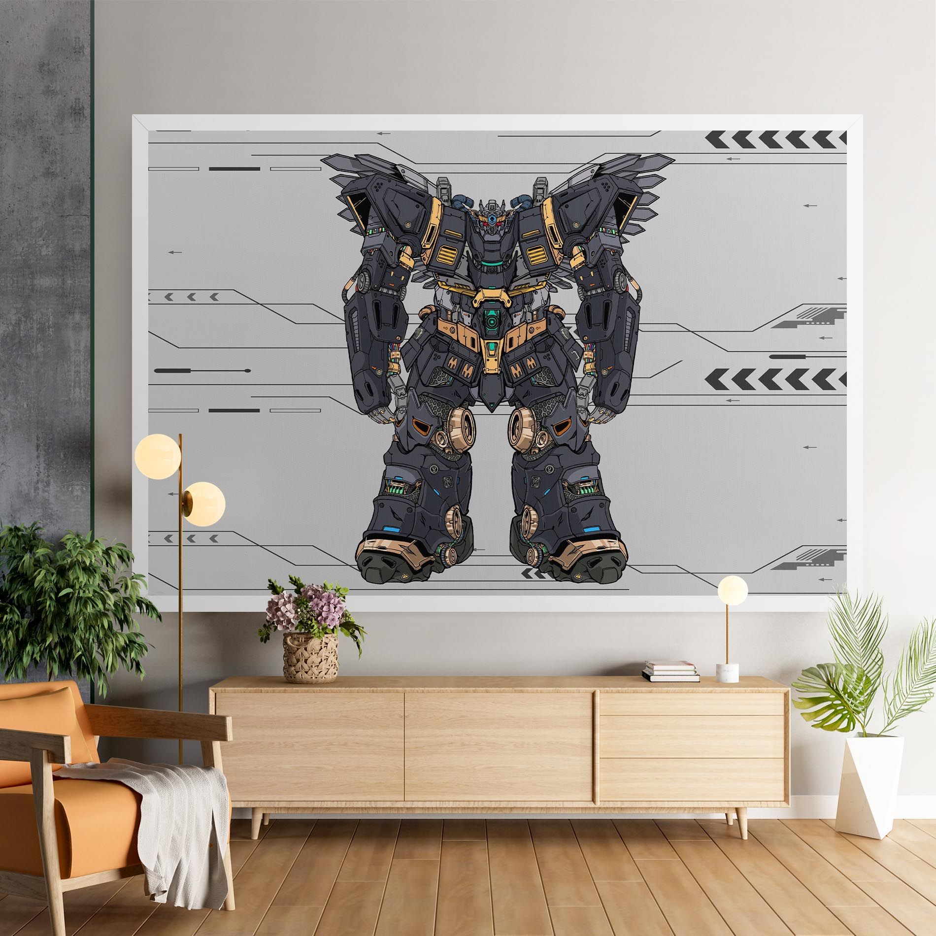 Grey Yelloy Robot mockup 9