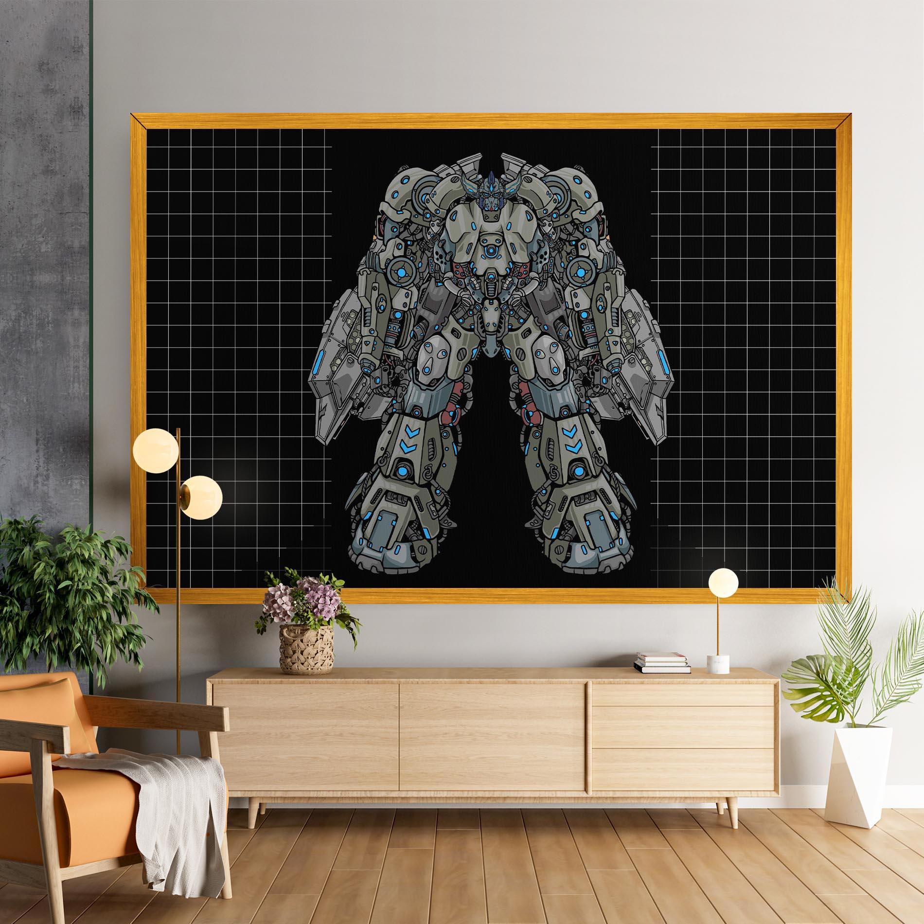 Картина на платно Grey Blue Robot mockup 9