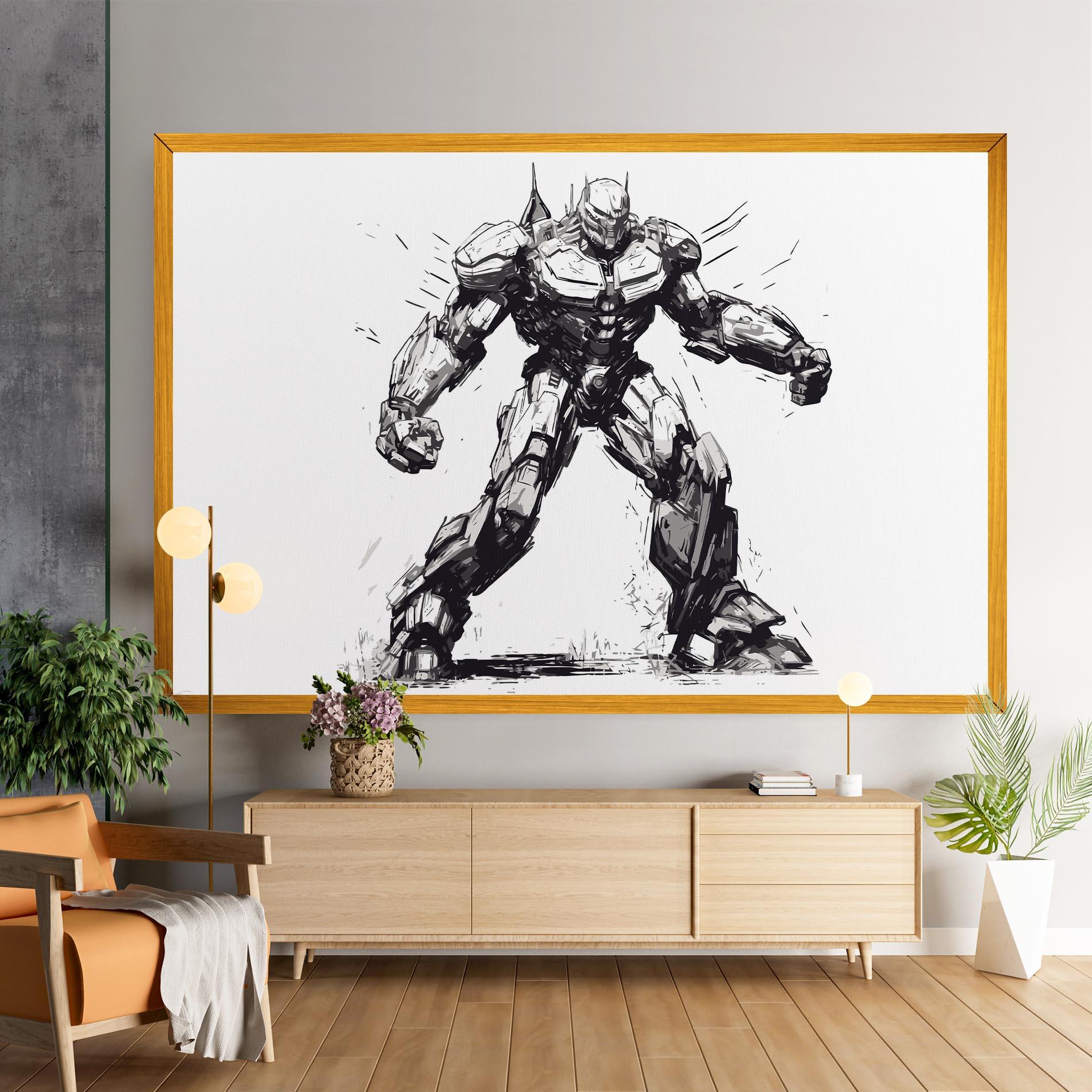 Картина на платно Grey White Robot mockup 9