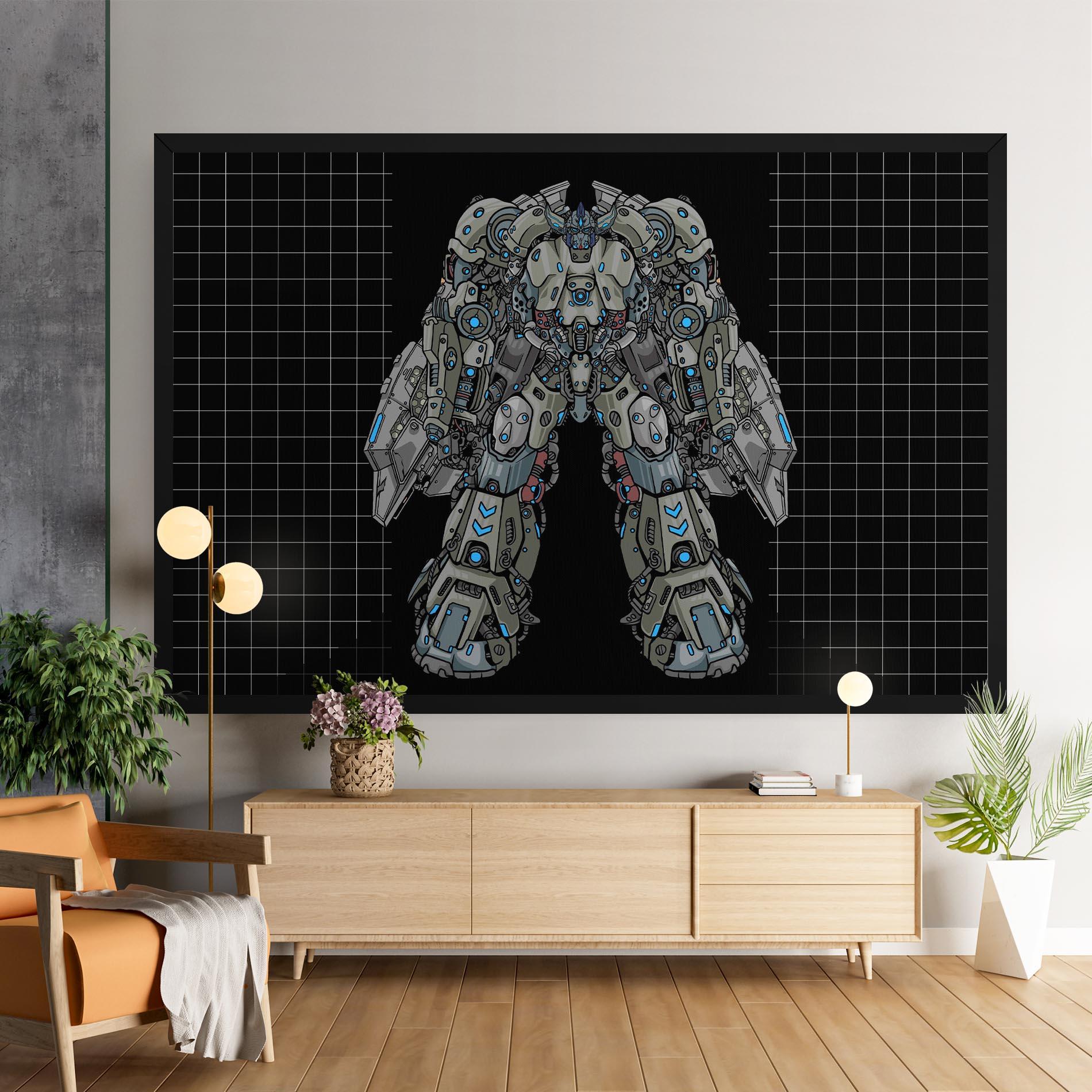 Картина на платно Grey Blue Robot mockup 9