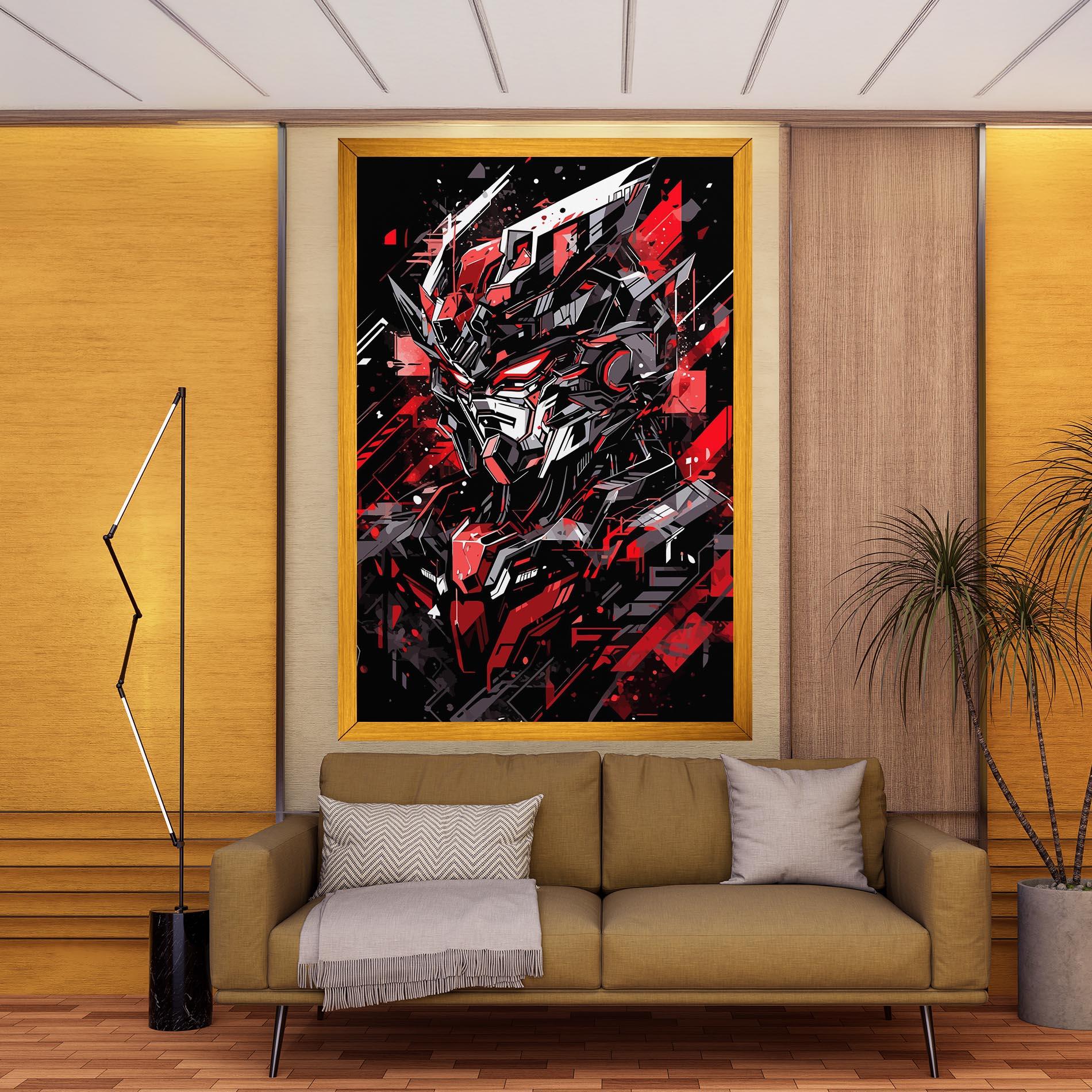 Картина на платно Red Grey Robot mockup 9