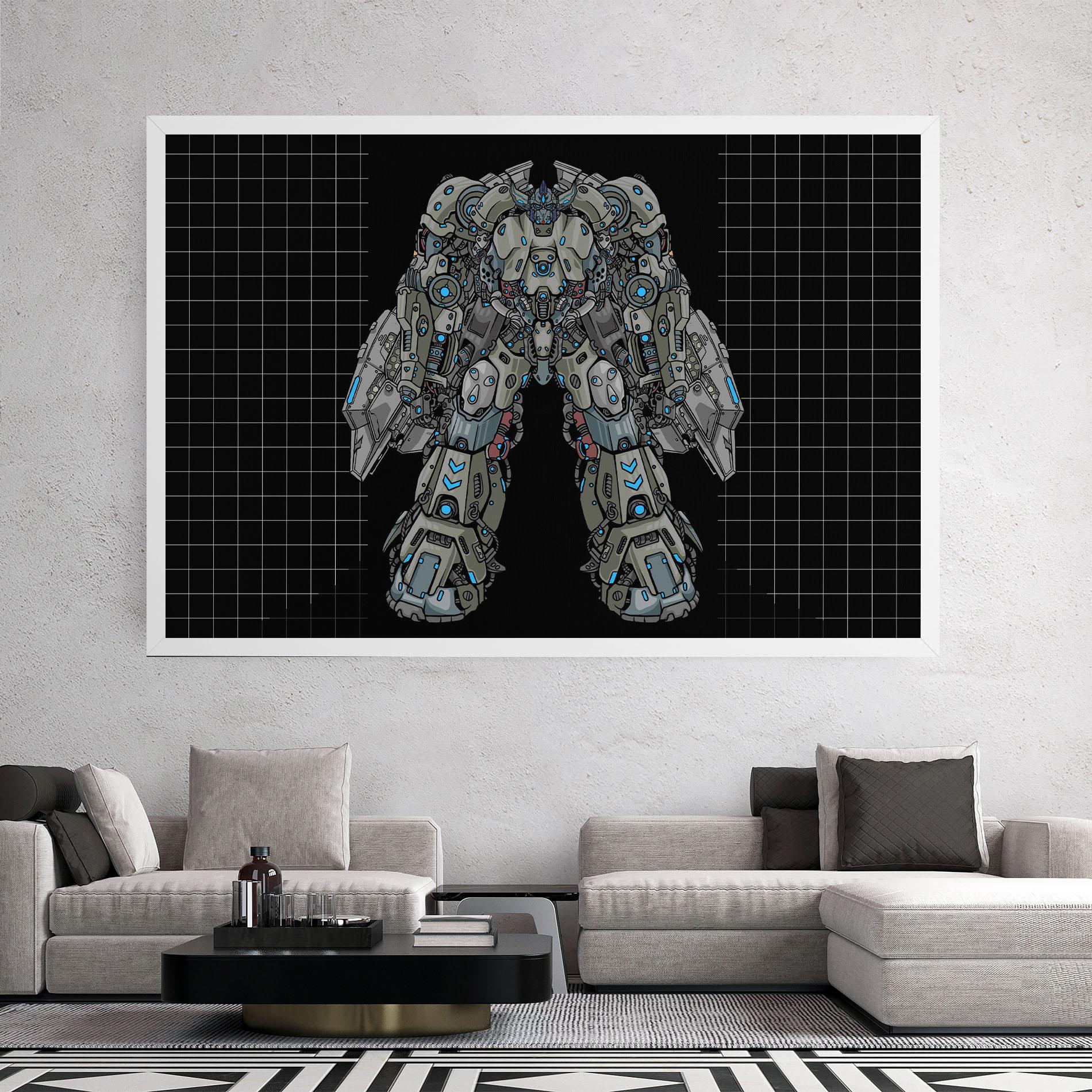 Картина на платно Grey Blue Robot mockup 2