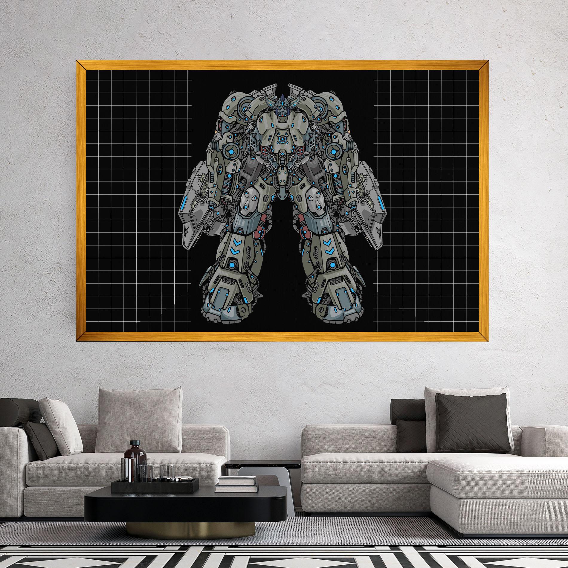 Картина на платно Grey Blue Robot mockup 2
