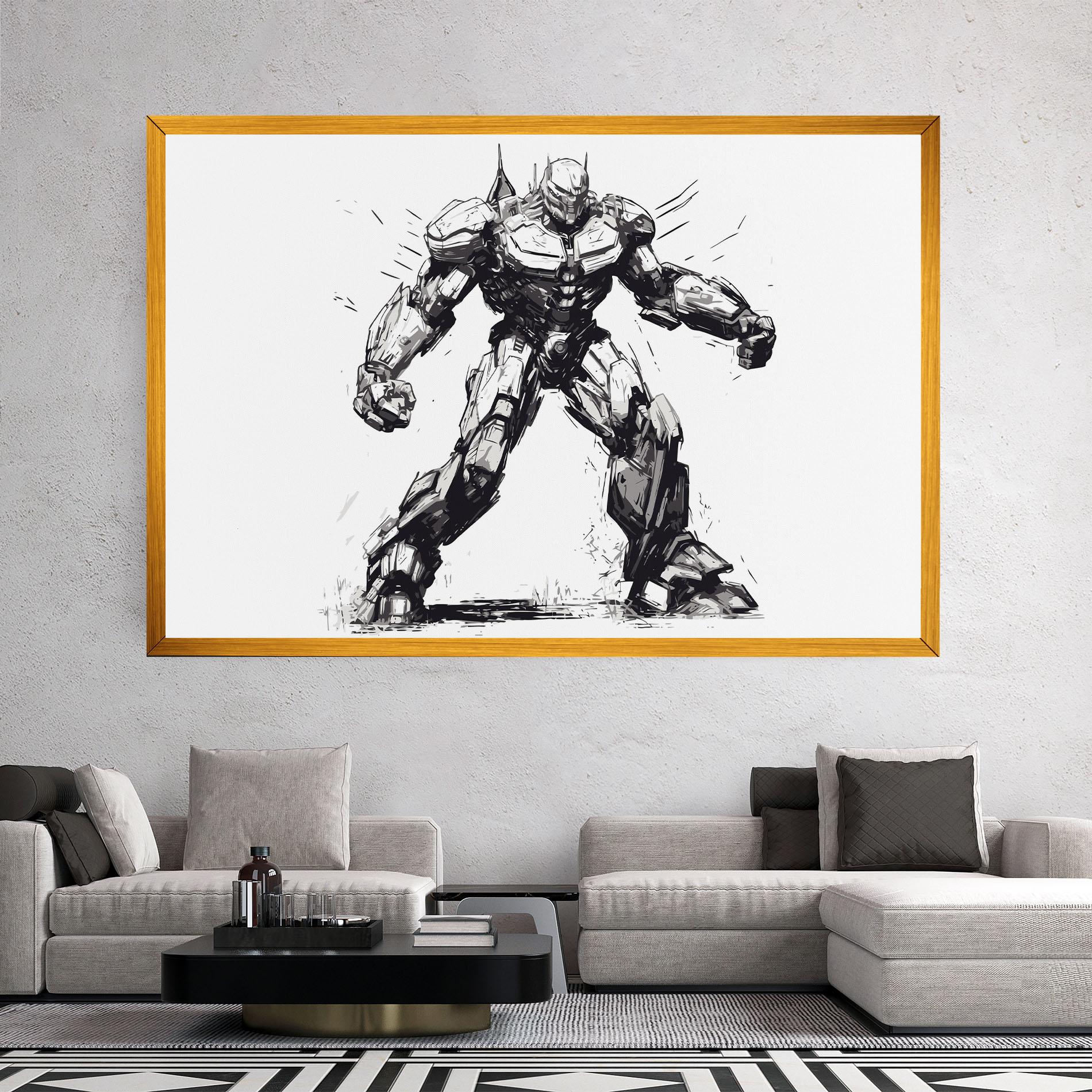 Картина на платно Grey White Robot mockup 2