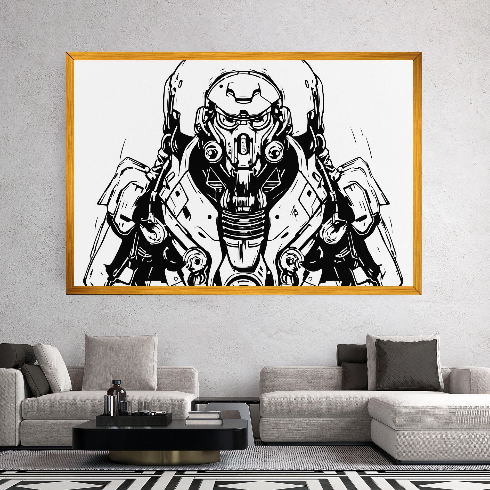 Картина на платно Military Robot mockup 2