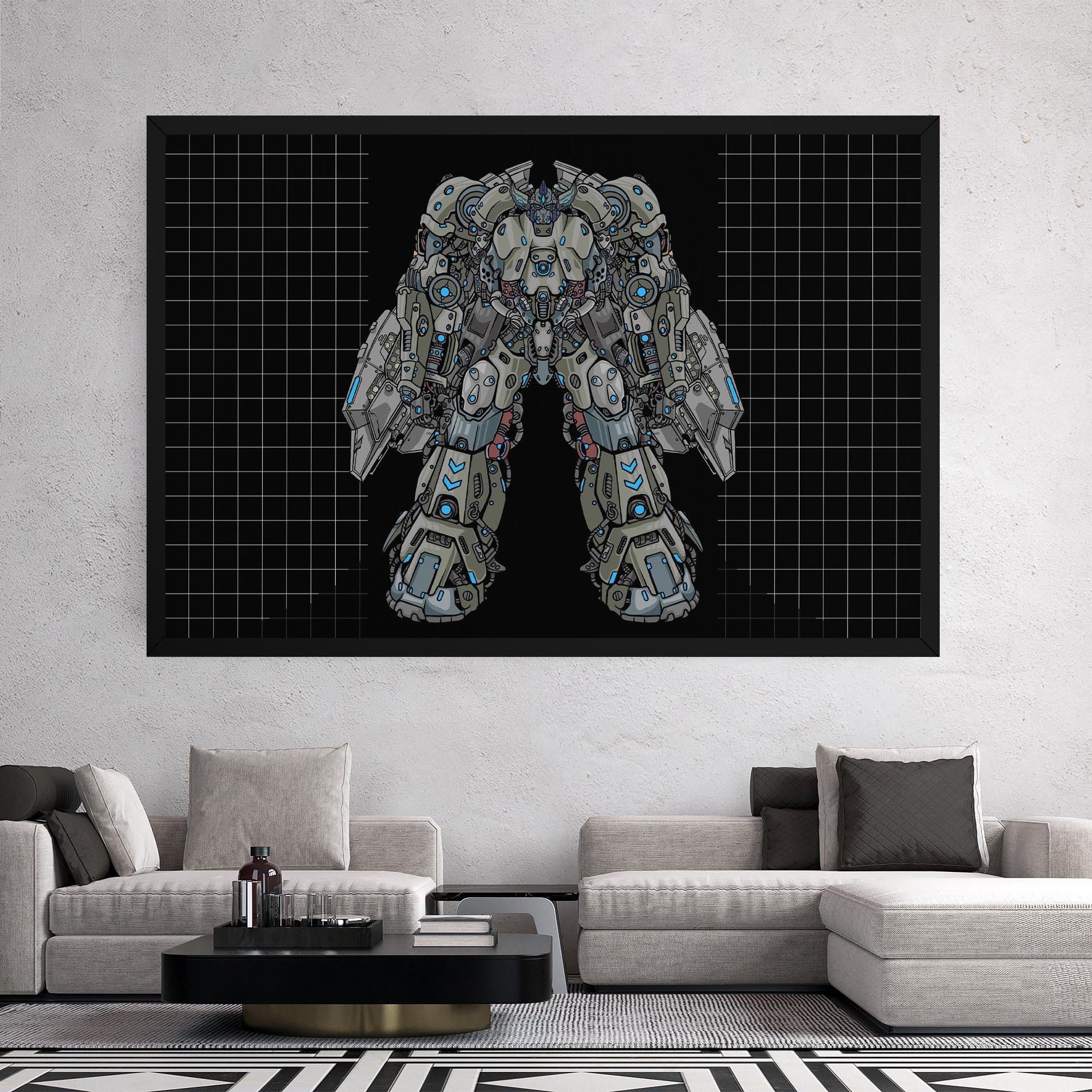 Картина на платно Grey Blue Robot mockup 2