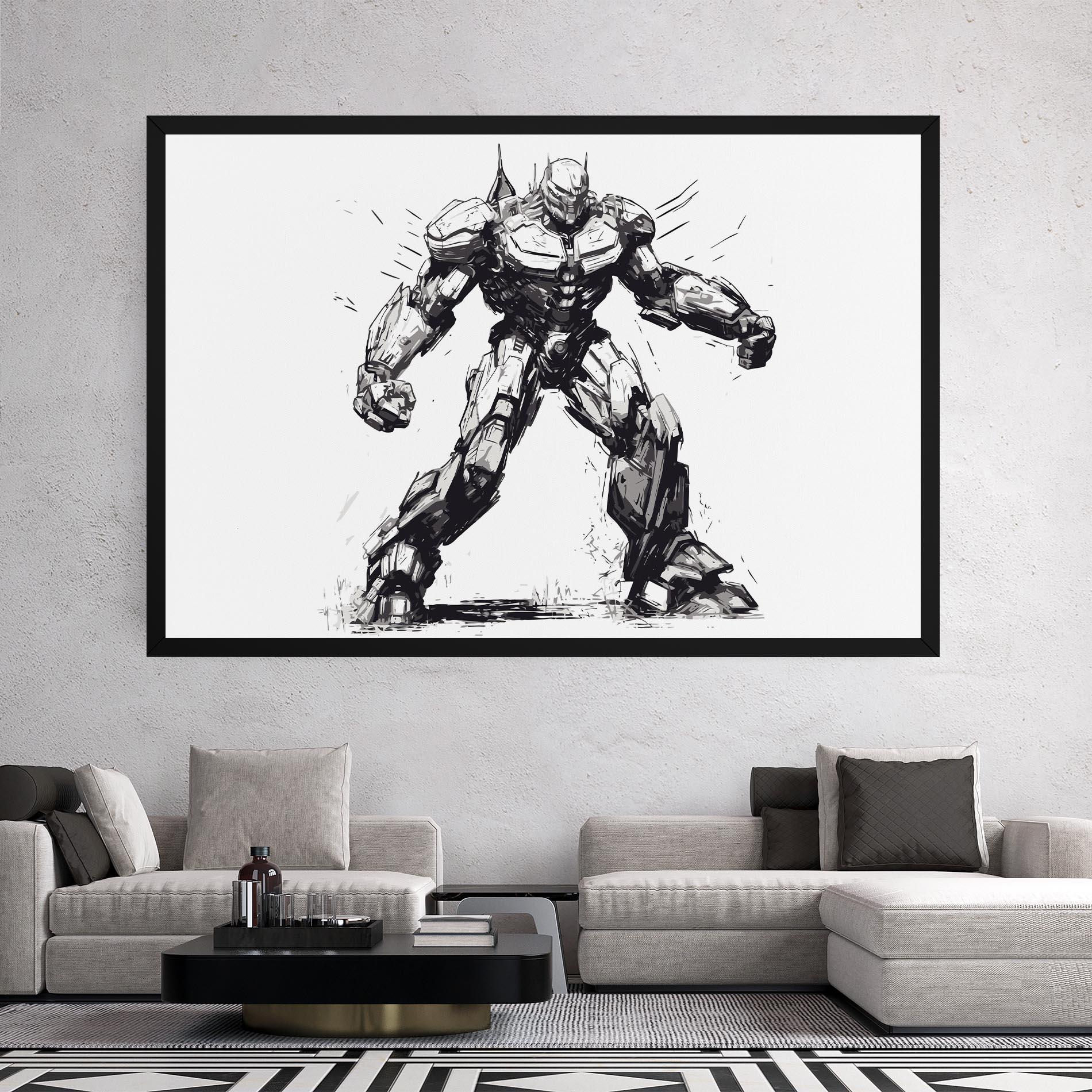 Картина на платно Grey White Robot mockup 2