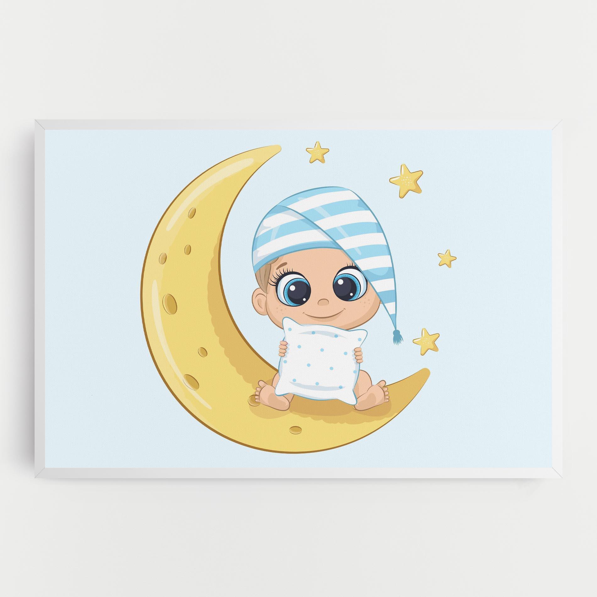 Картина на платно Baby On Moon mockup 0