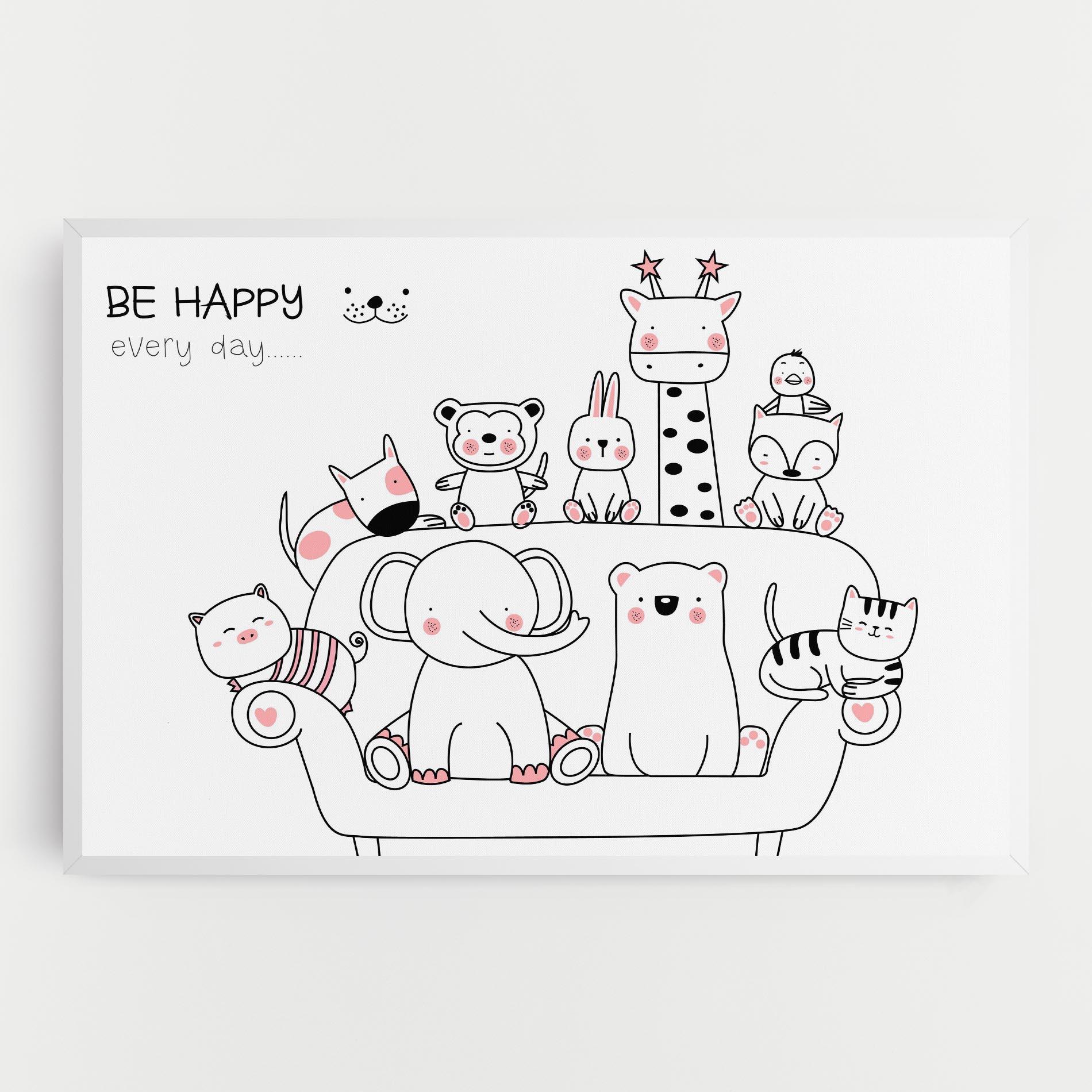 Картина на платно Be Happy Animals mockup 0