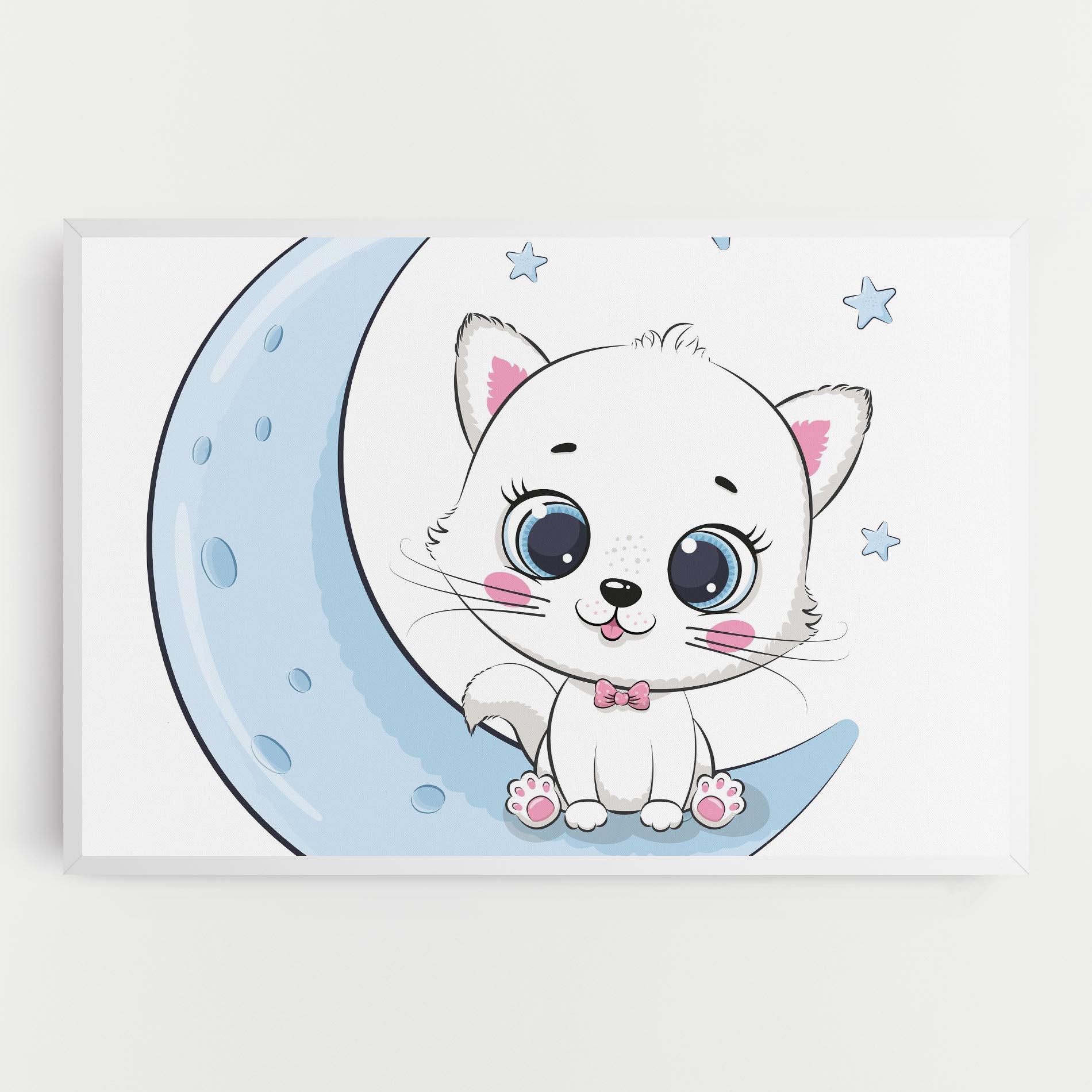 Картина на платно Blue Moon Cat mockup 0