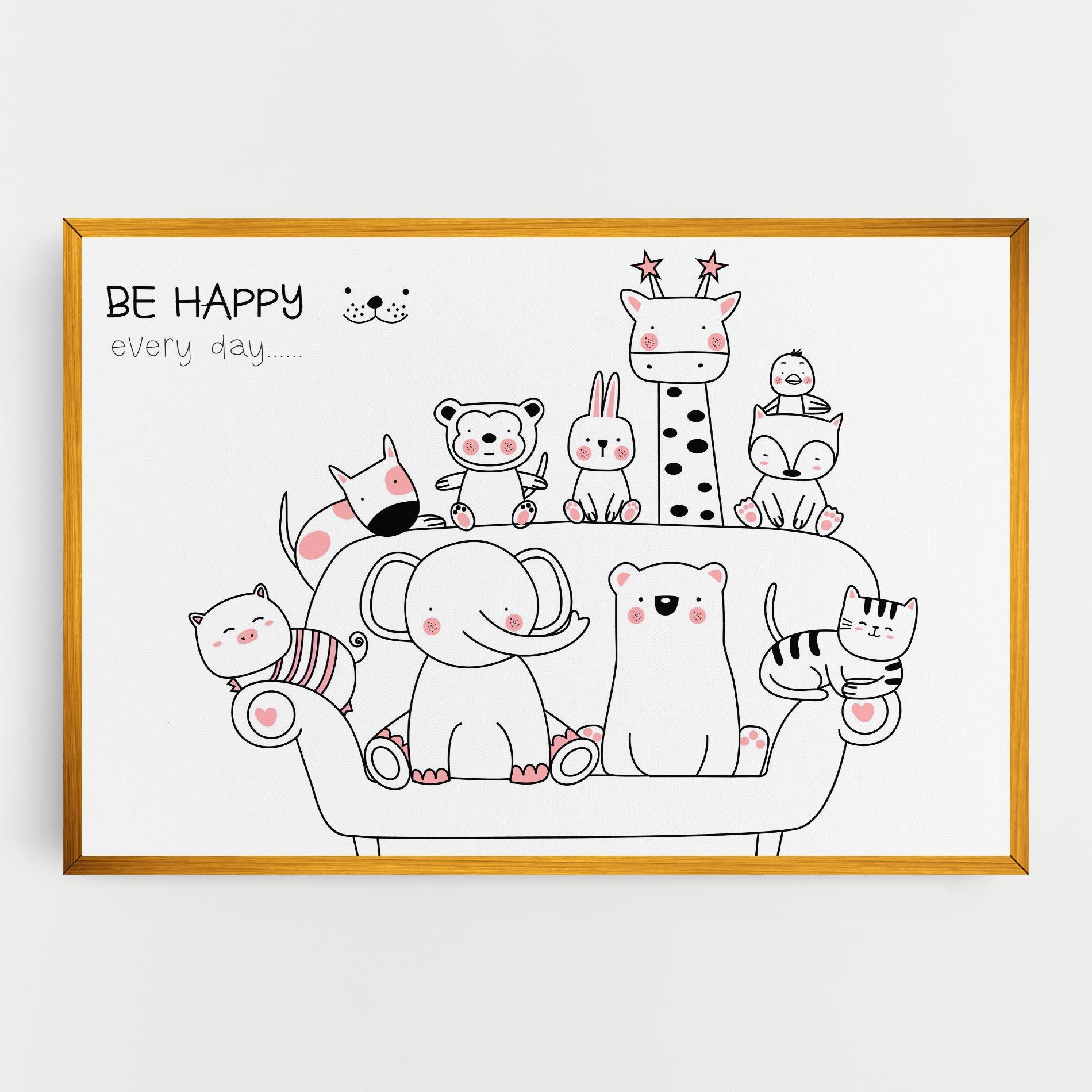 Картина на платно Be Happy Animals mockup 0