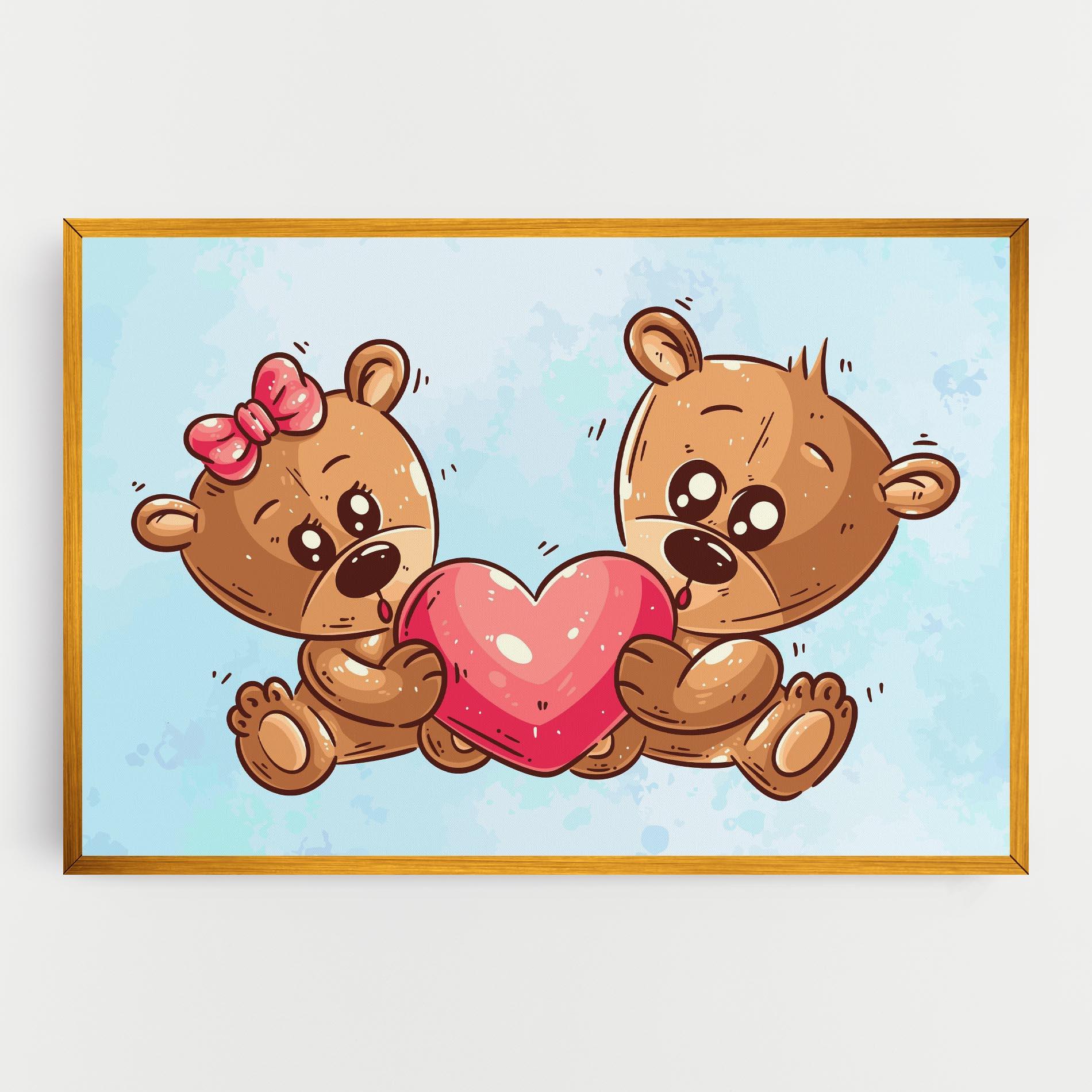 Картина на платно Bear Holding Heart mockup 0