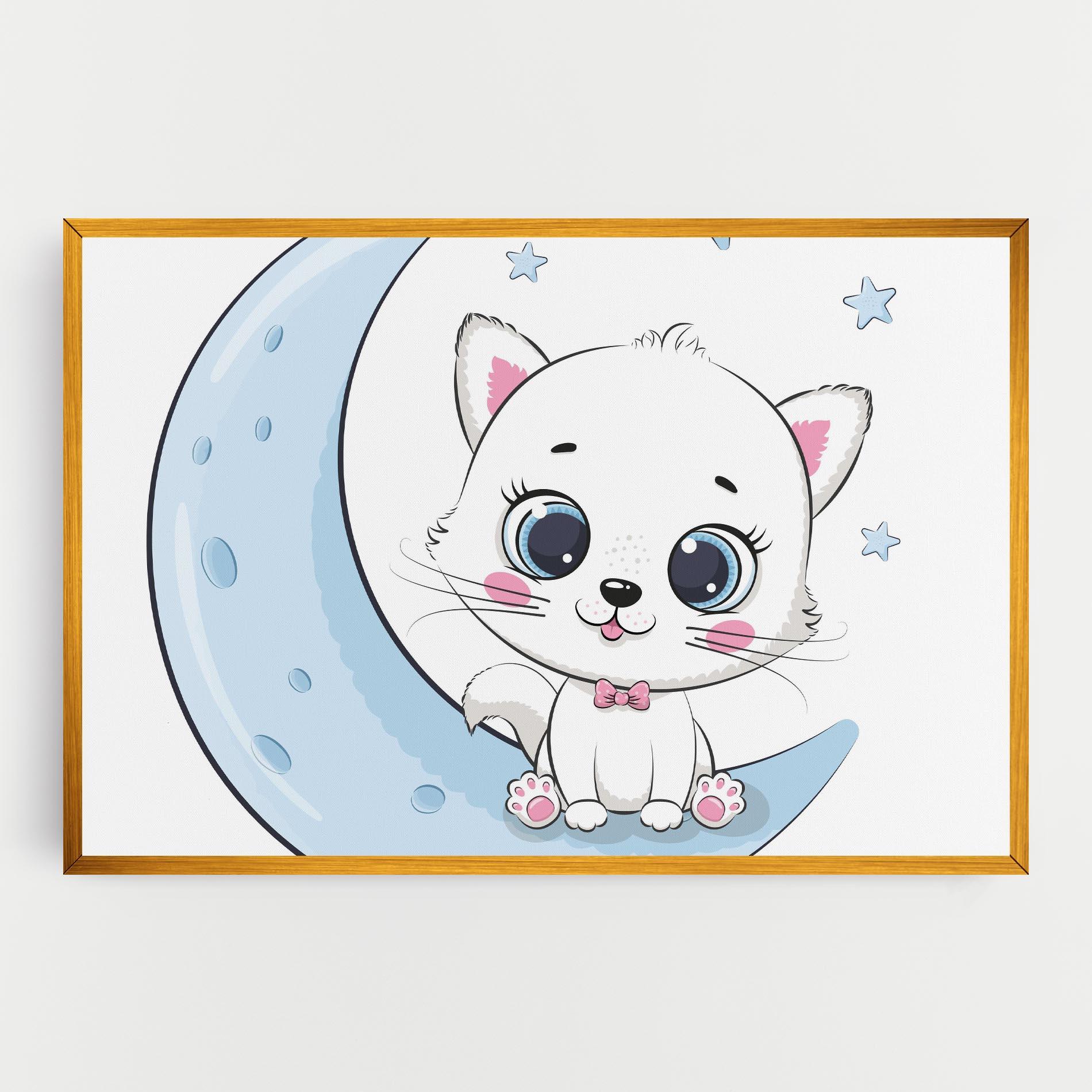 Картина на платно Blue Moon Cat mockup 0