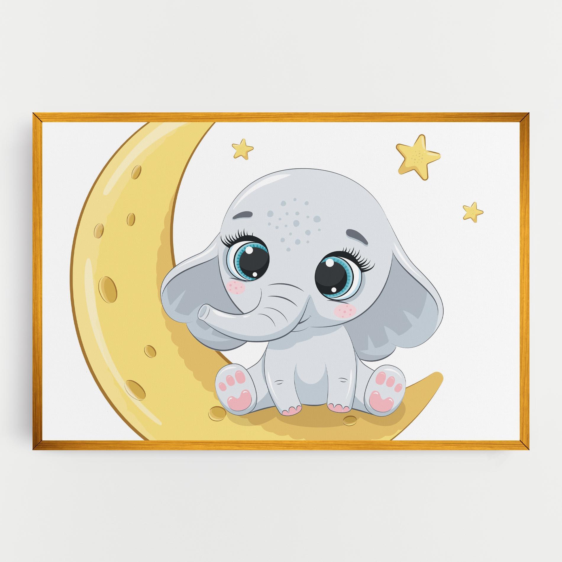 Картина на платно Cute Elephant Moon mockup 0