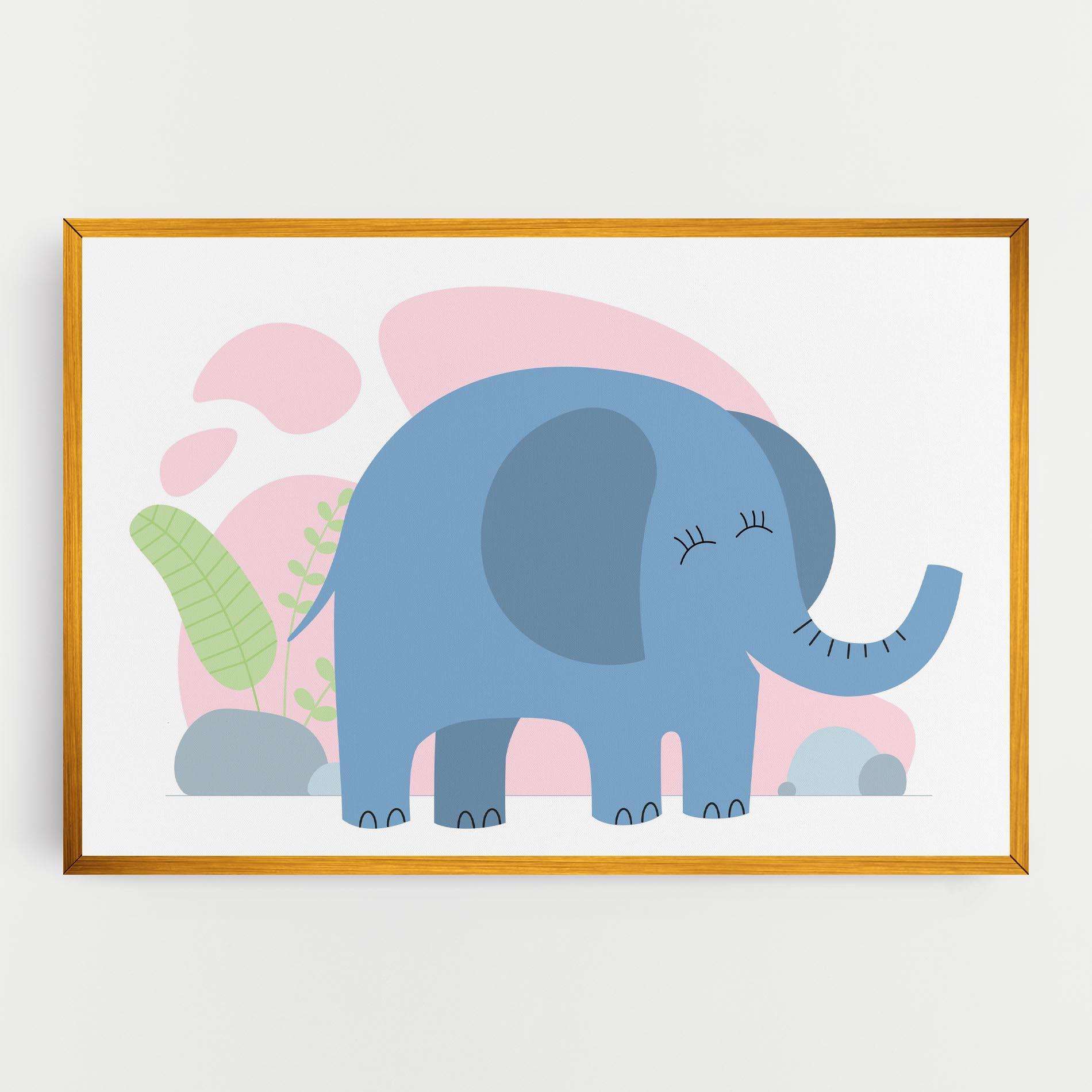Картина на платно Leaf Cute Elephant mockup 0