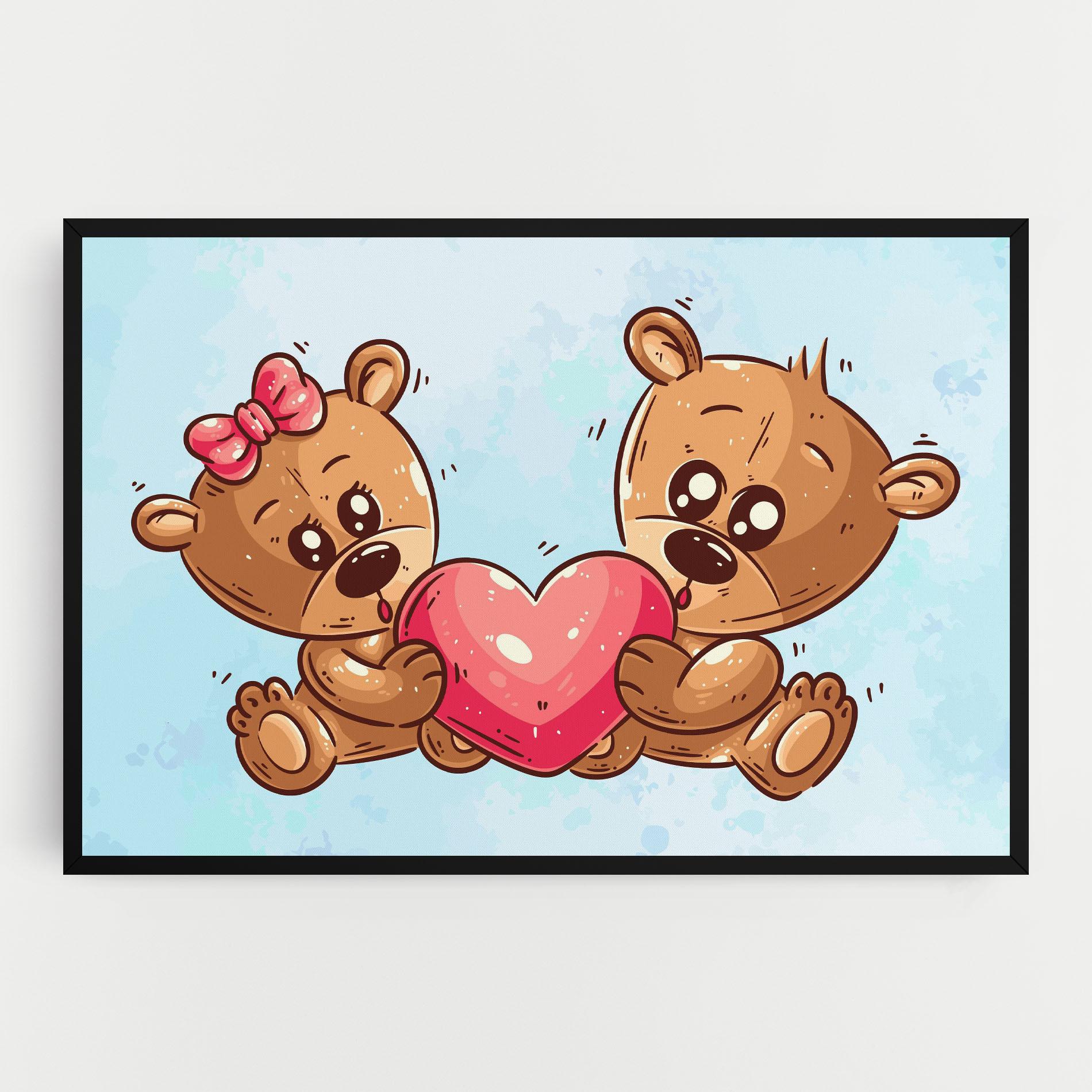 Картина на платно Bear Holding Heart mockup 0