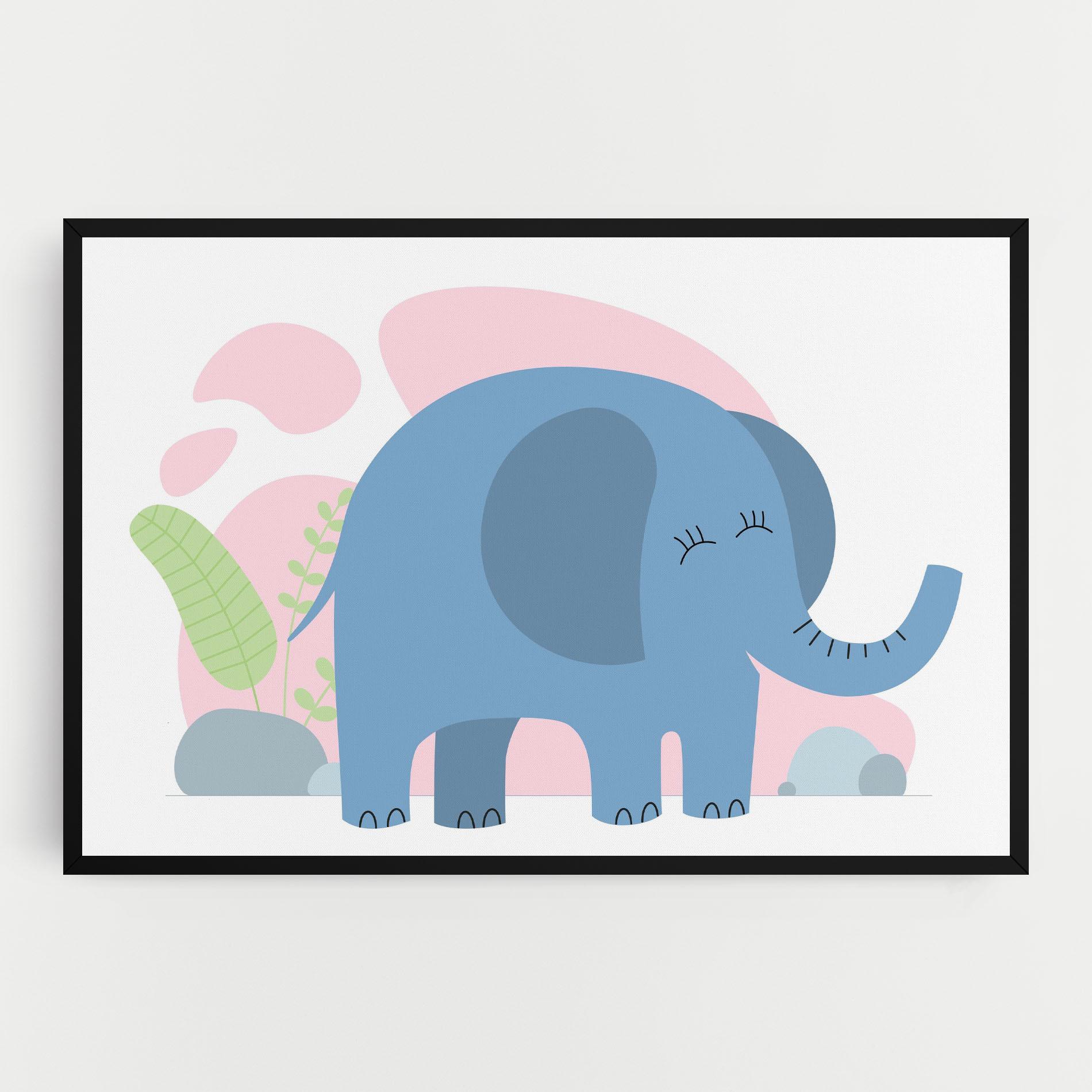 Картина на платно Leaf Cute Elephant mockup 0