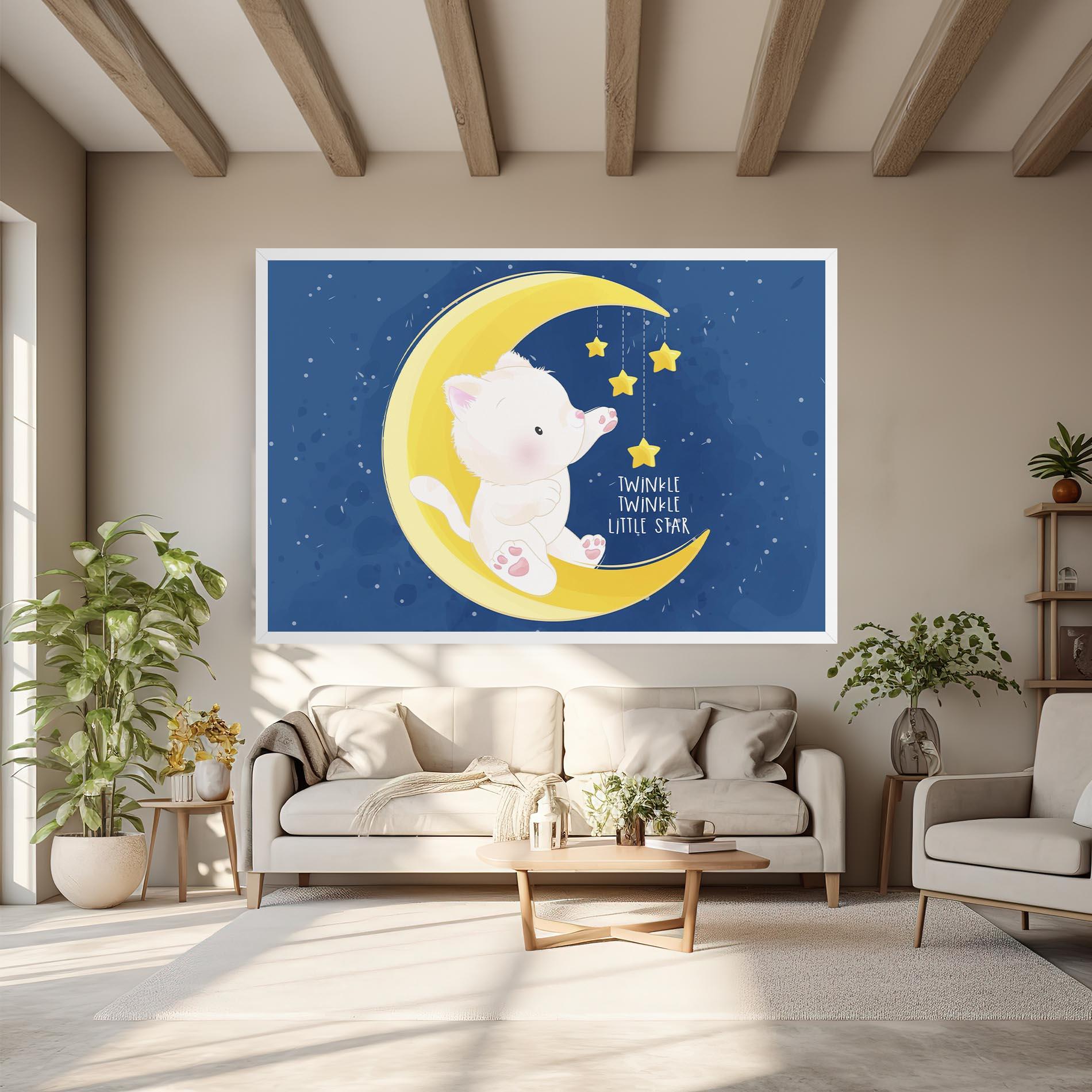 Картина на платно Cat Moon Star mockup 6
