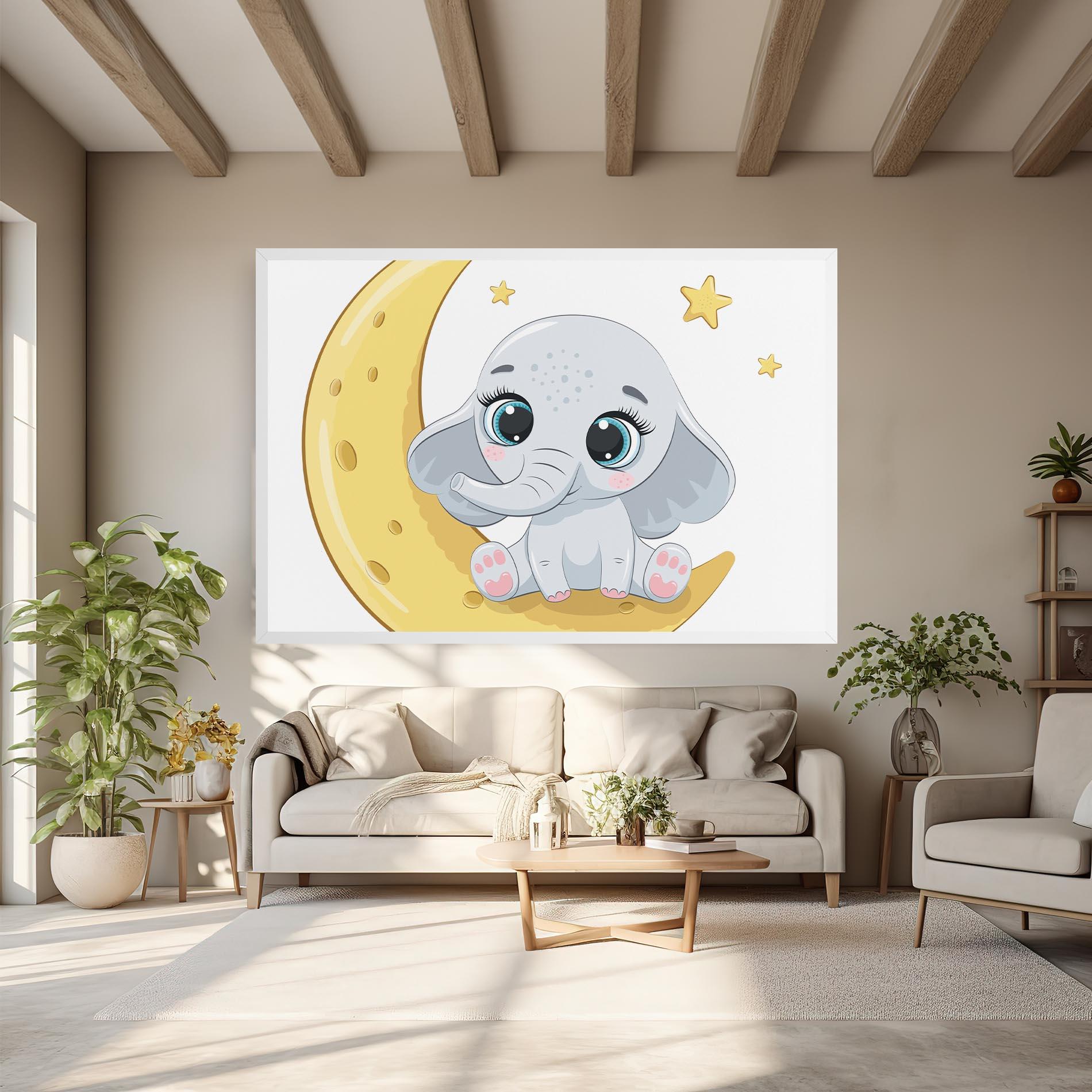 Картина на платно Cute Elephant Moon mockup 6
