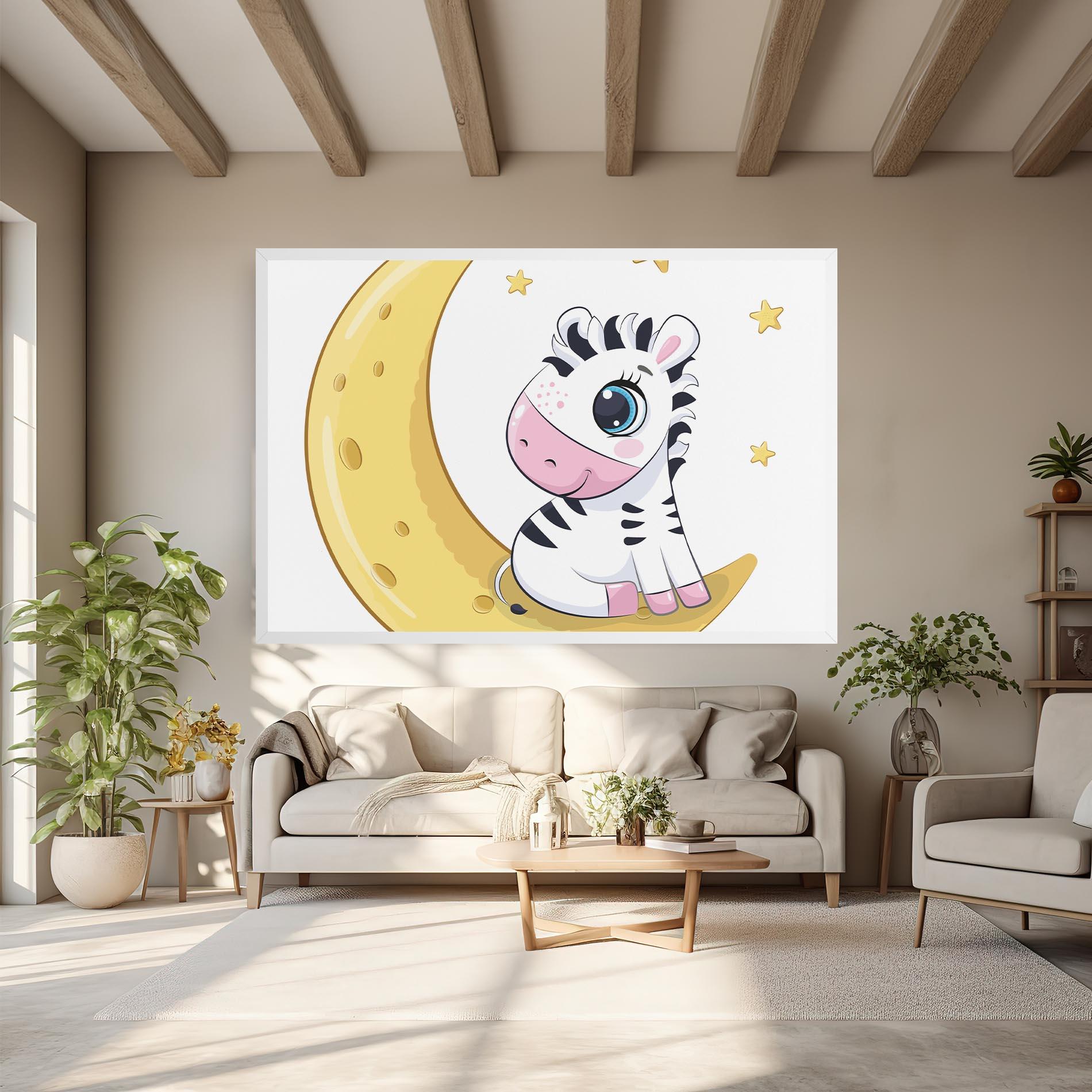 Картина на платно Cute Zebra Moon mockup 6