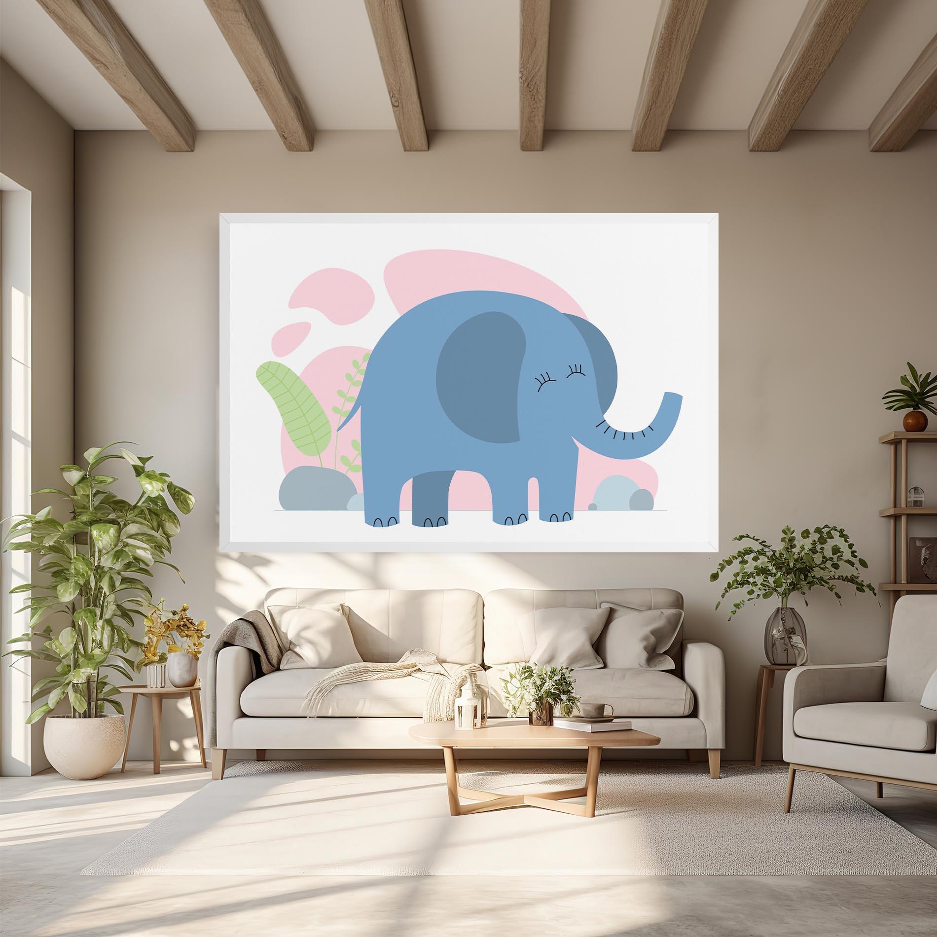Картина на платно Leaf Cute Elephant mockup 6