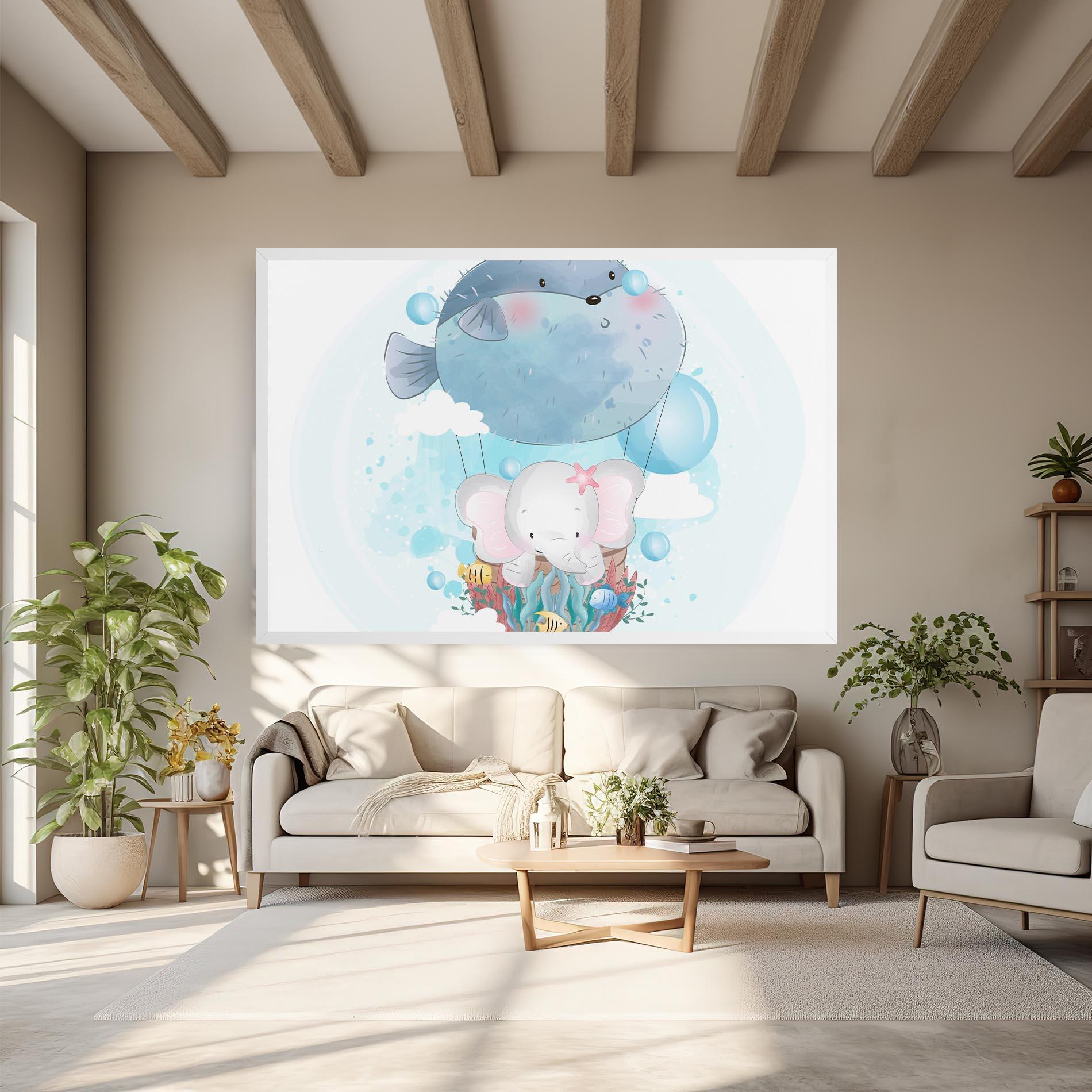 Картина на платно Swiming Elephant mockup 6