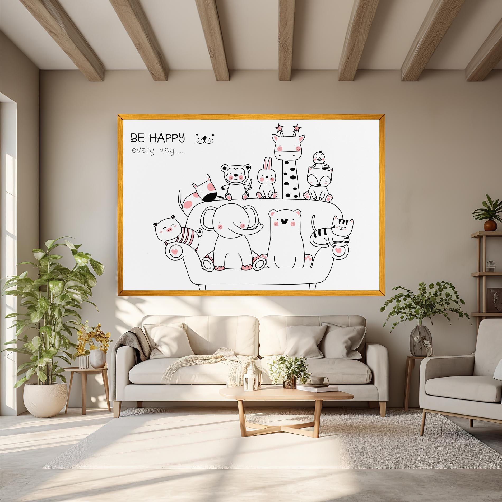 Картина на платно Be Happy Animals mockup 6