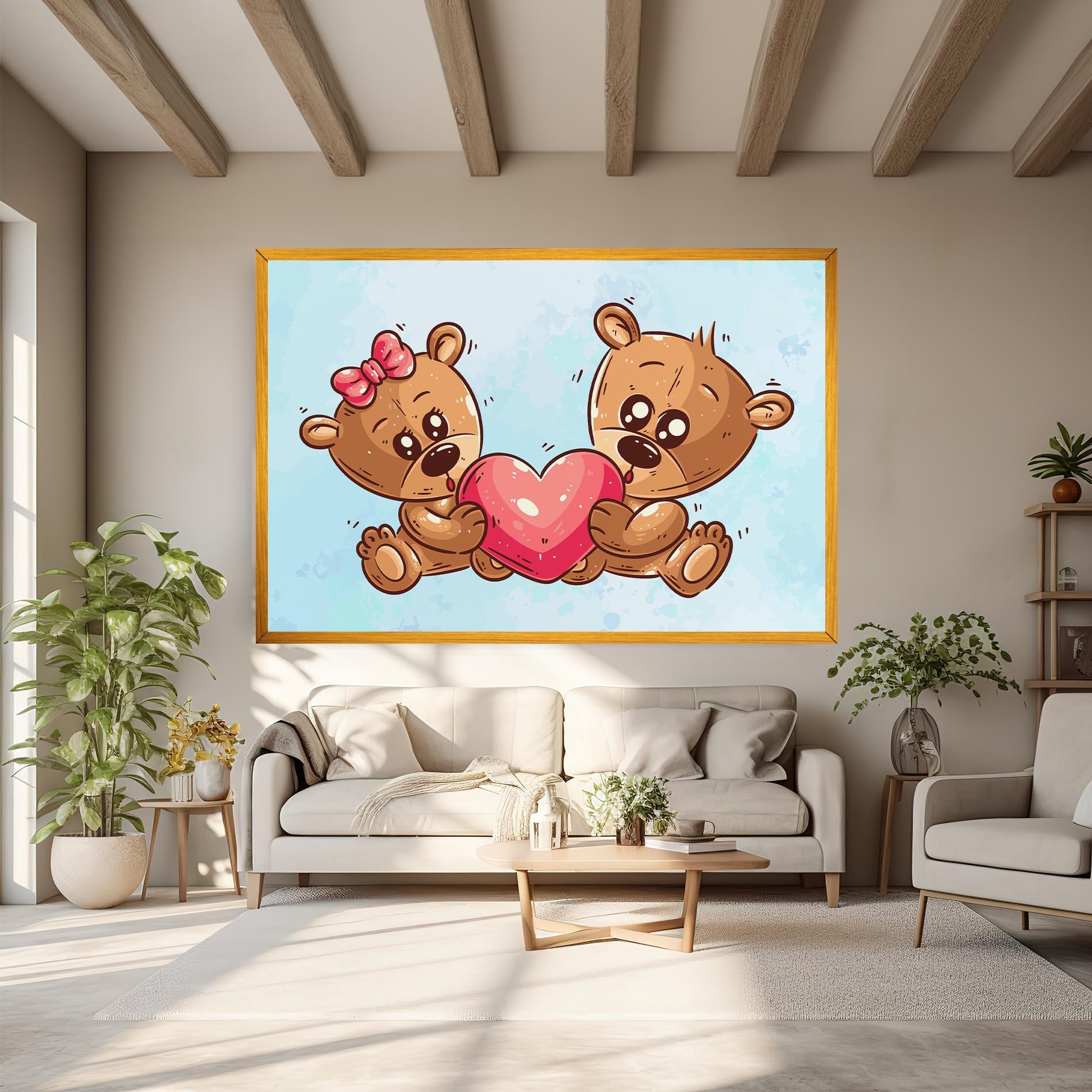 Картина на платно Bear Holding Heart mockup 6