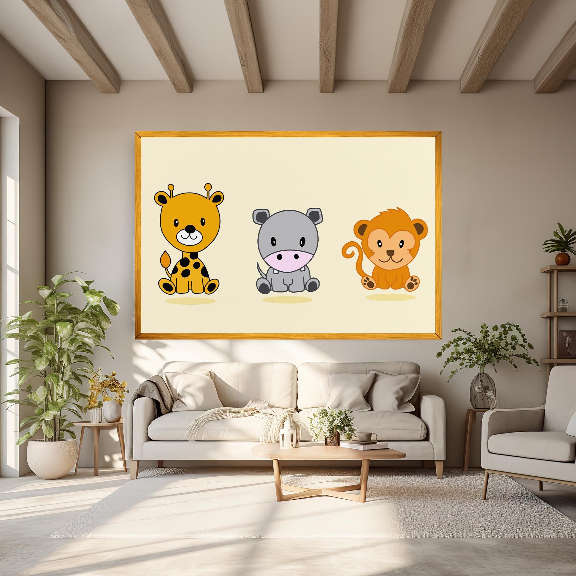 Картина на платно Cream Animals mockup 6