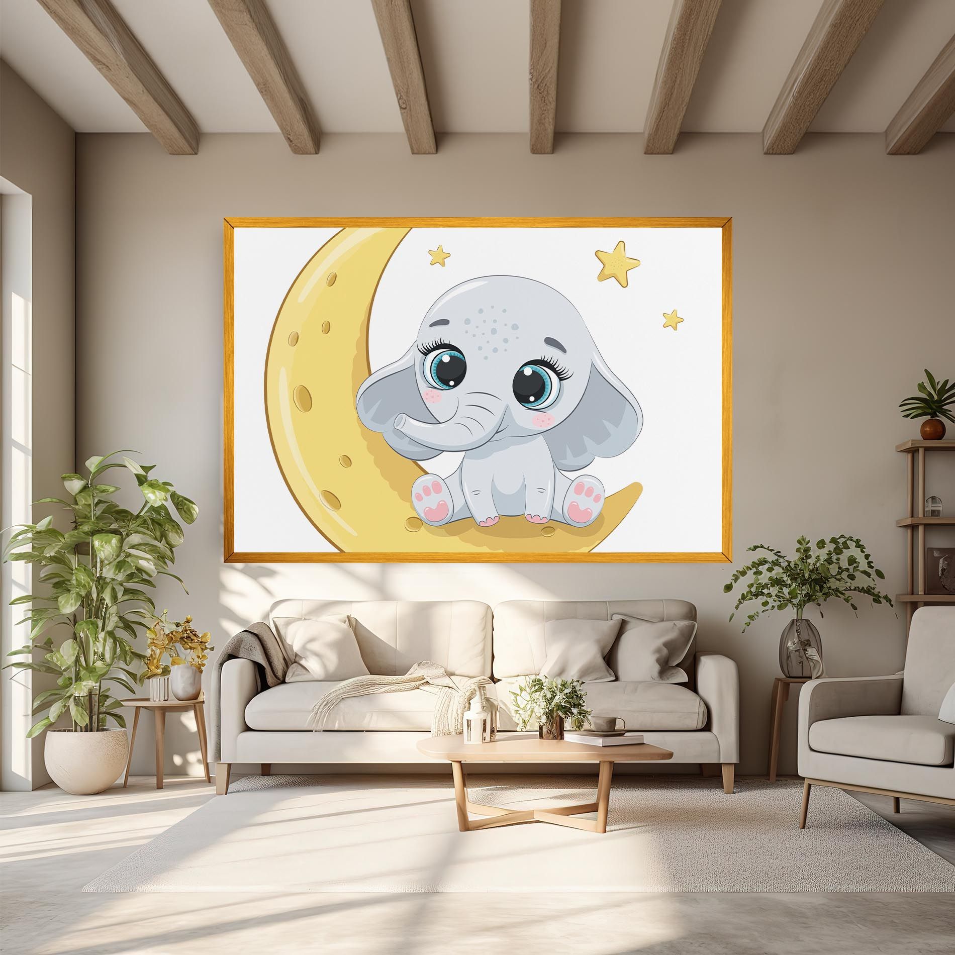 Cute Elephant Moon mockup 6