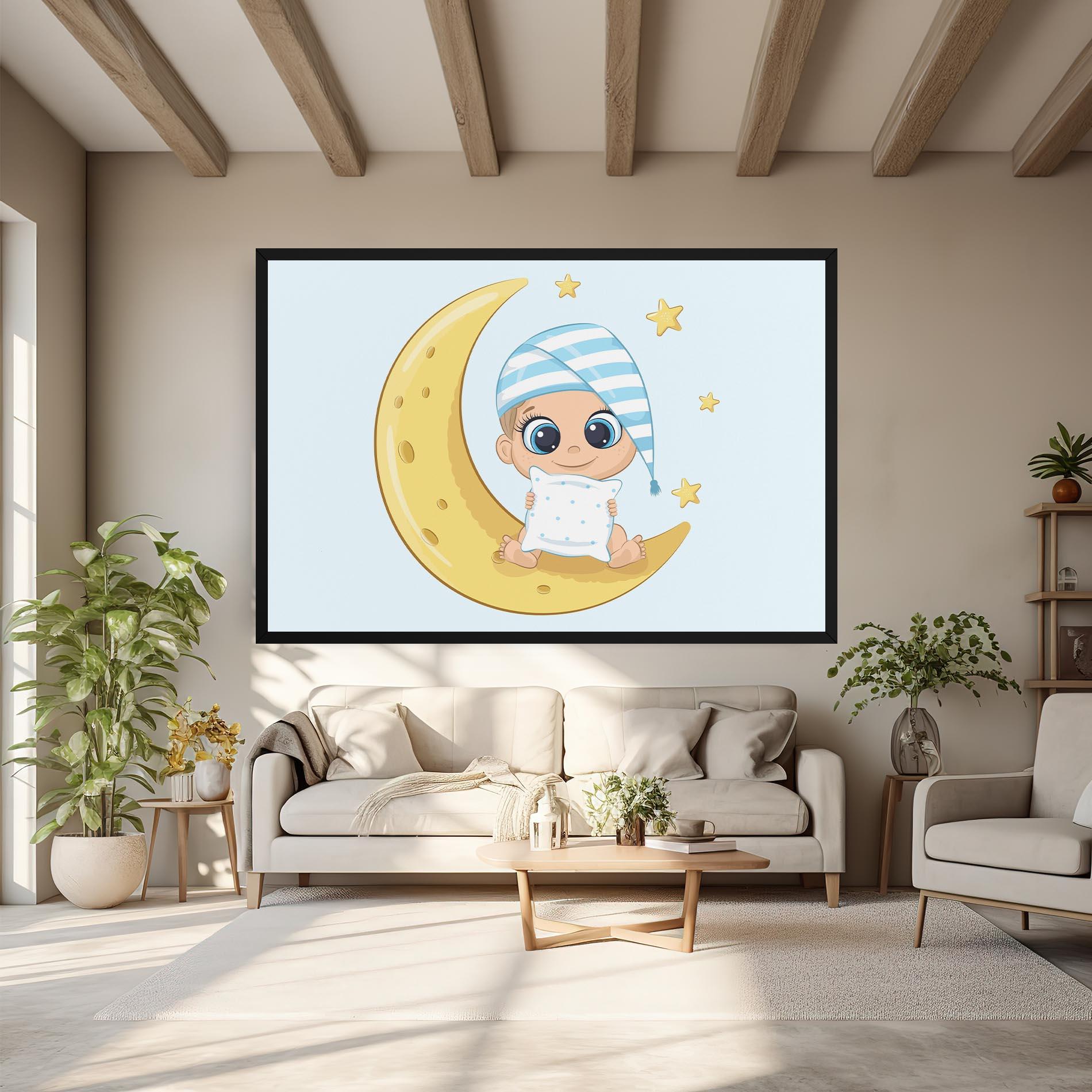 Картина на платно Baby On Moon mockup 6