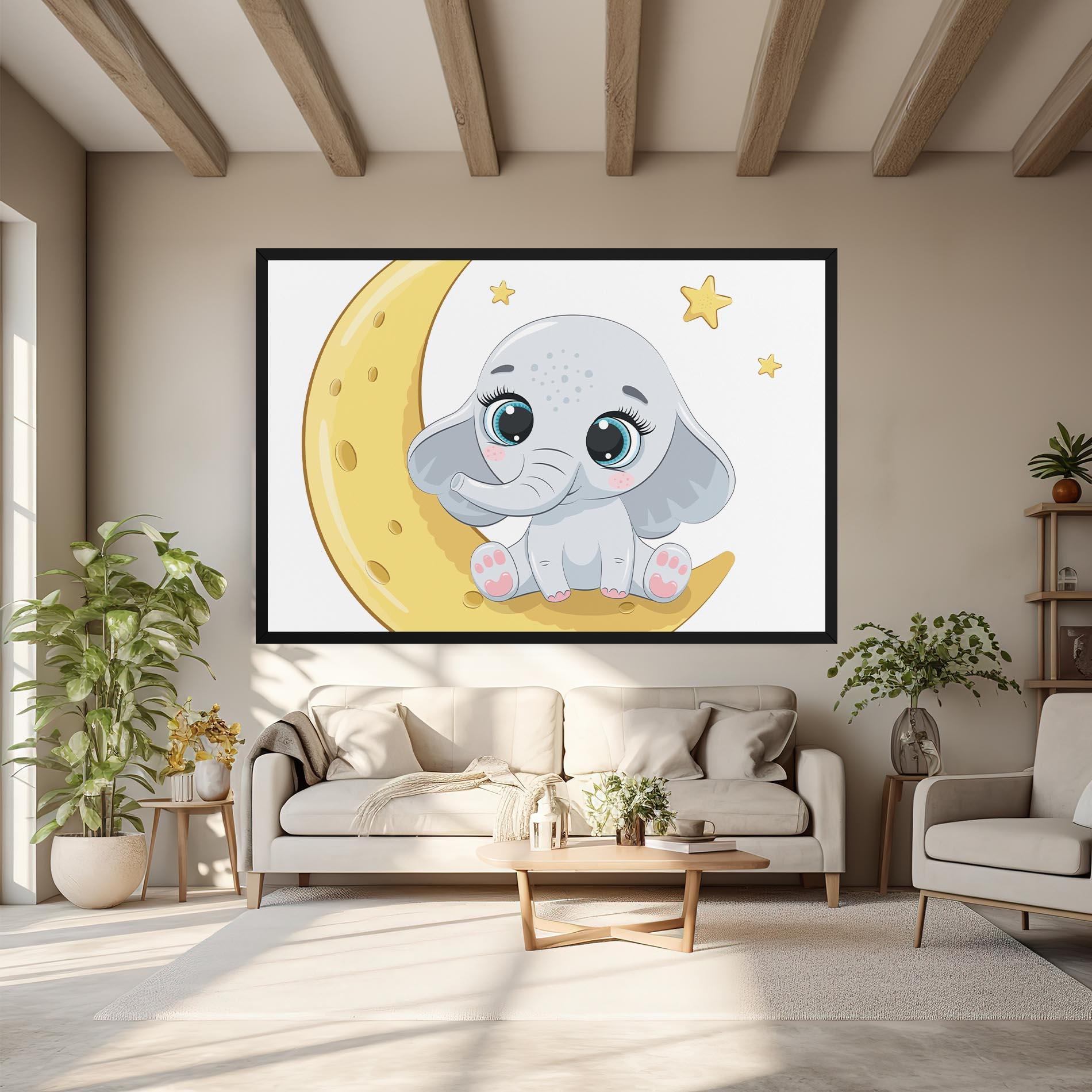 Картина на платно Cute Elephant Moon mockup 6