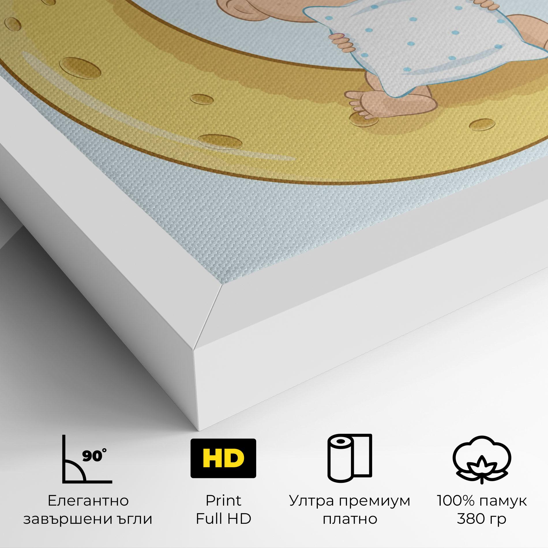 Картина на платно Baby On Moon mockup 4