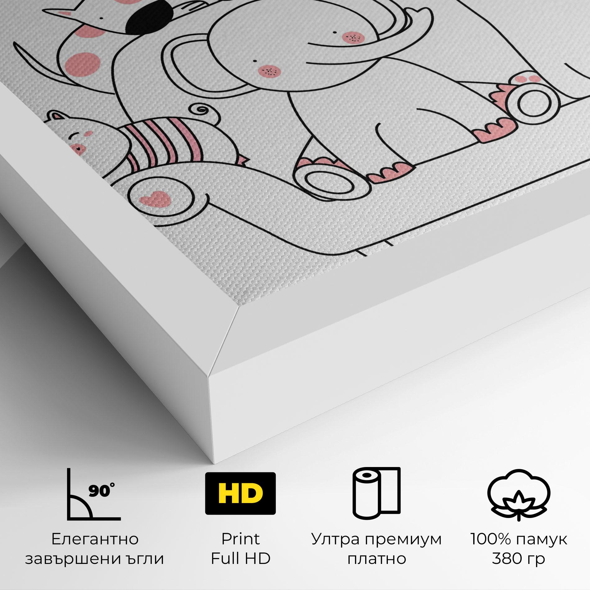 Картина на платно Be Happy Animals mockup 4