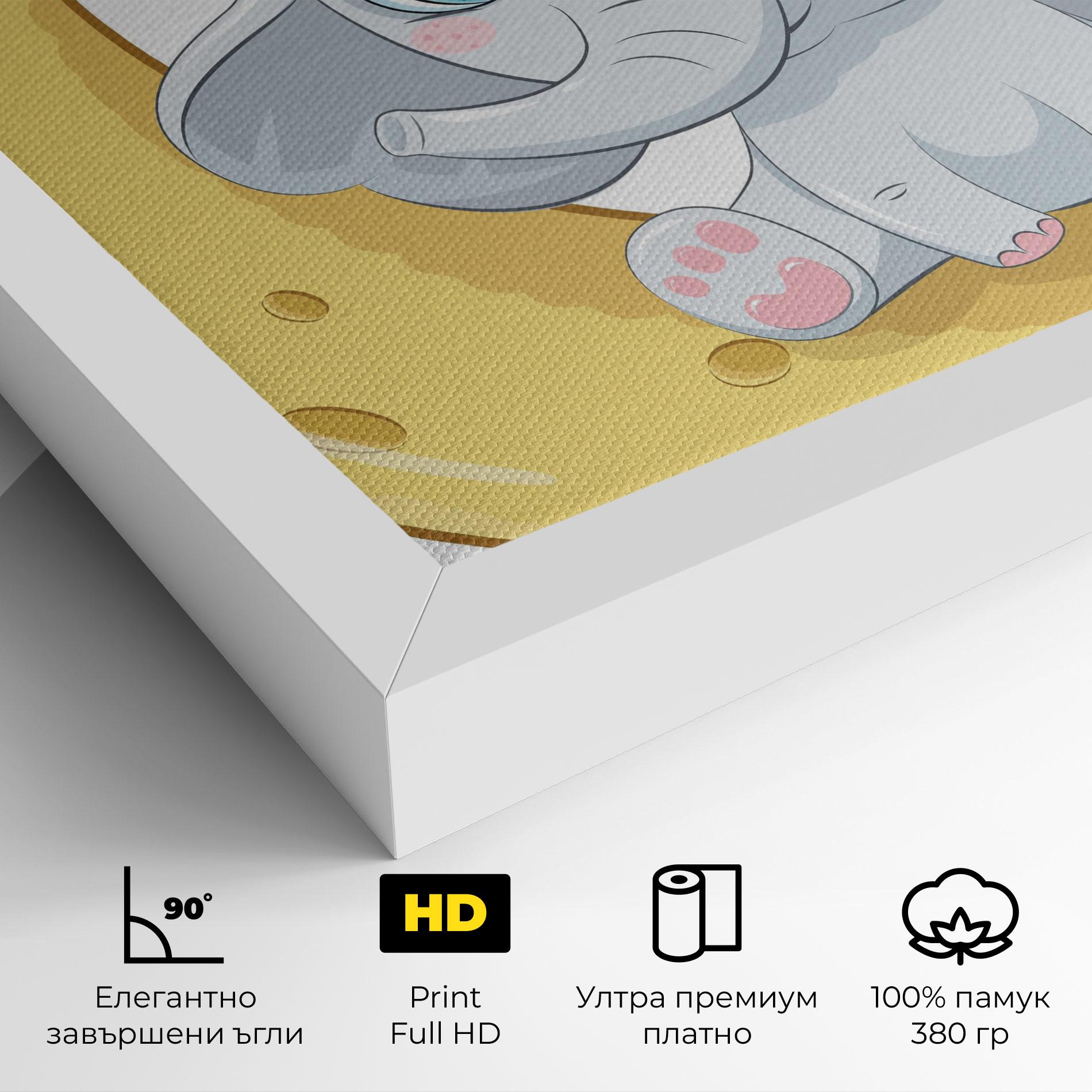 Картина на платно Cute Elephant Moon mockup 4