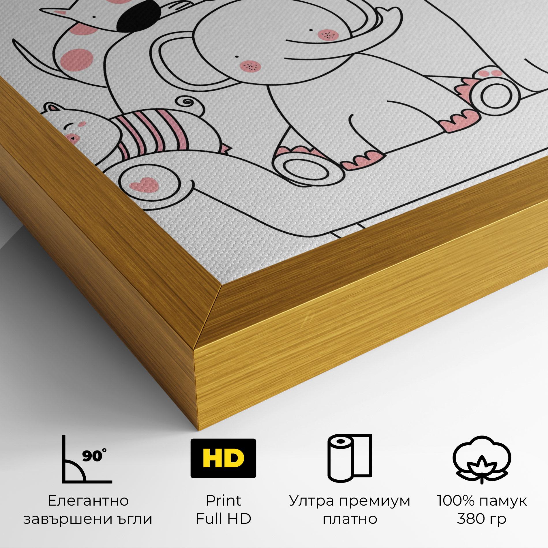 Картина на платно Be Happy Animals mockup 4