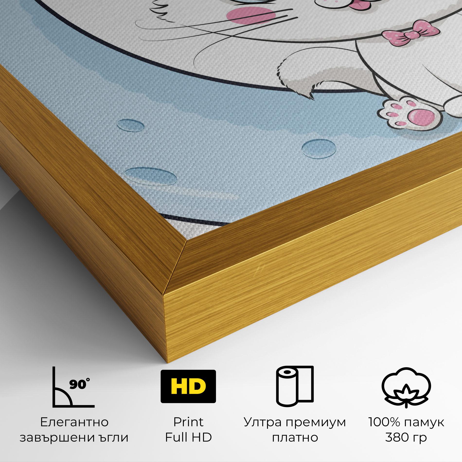 Картина на платно Blue Moon Cat mockup 4